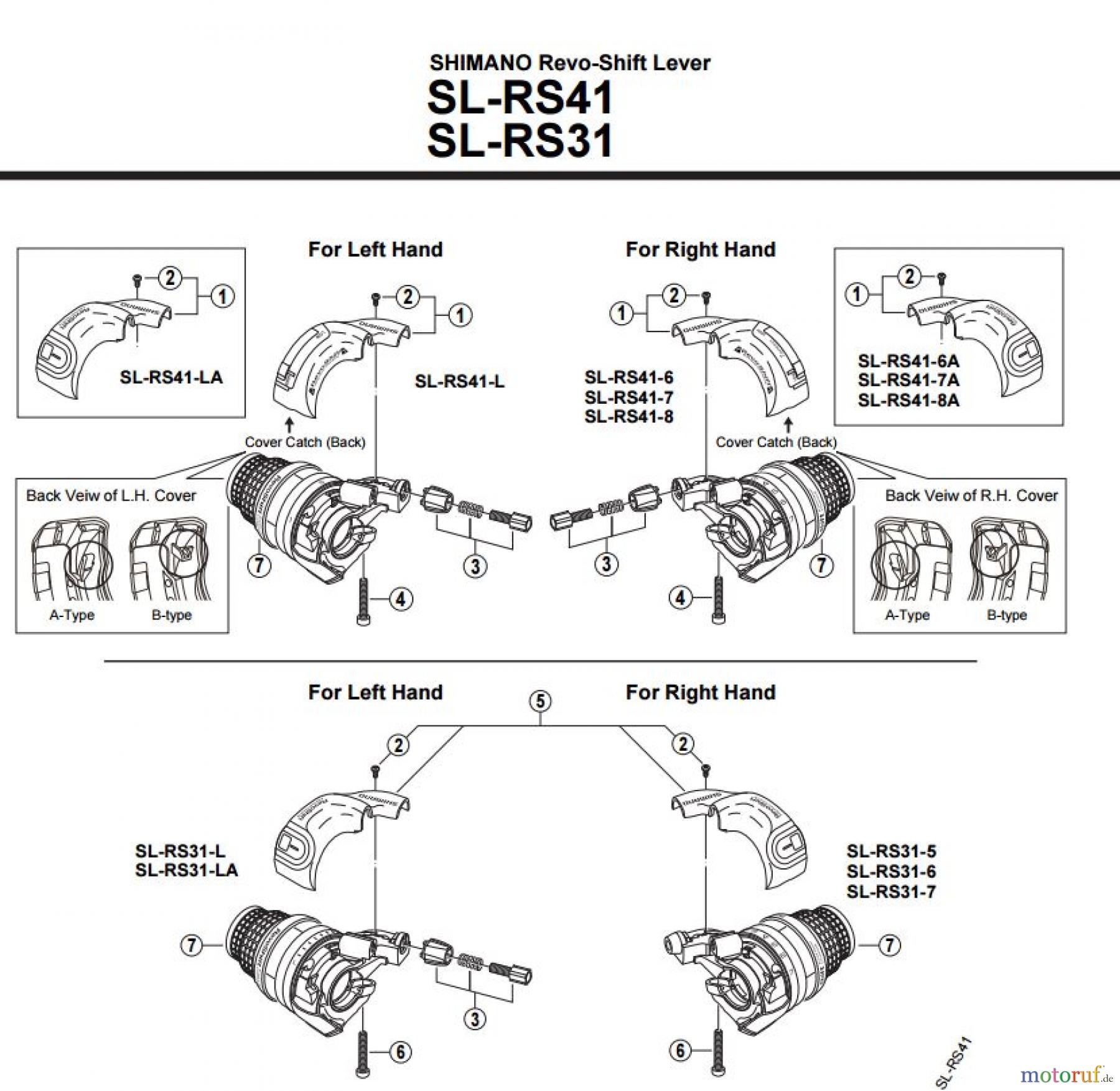 Shimano SL Shift Lever - Schalthebel SL-RS41-2104E SHIMANO Revo-Shift Lever
