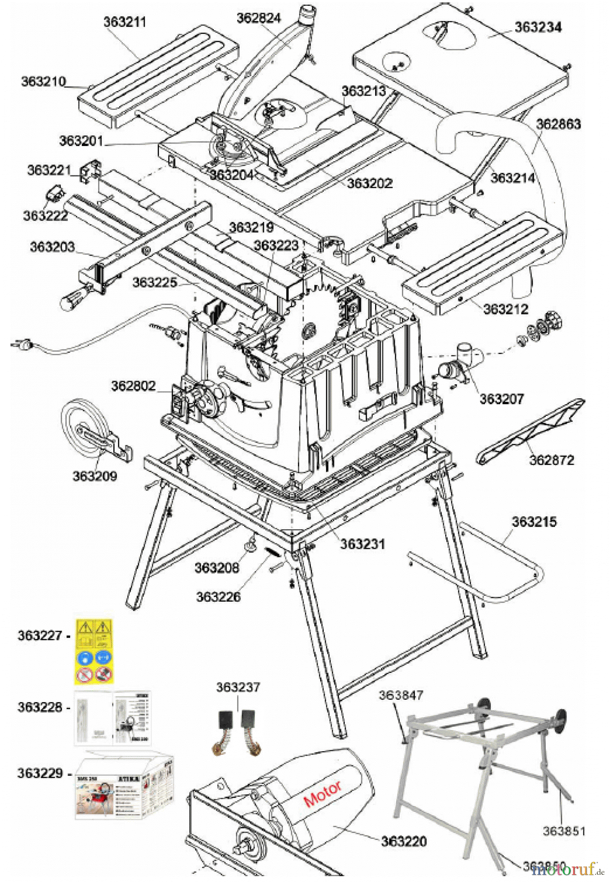  Atika Holz Tischkreissägen BMS 250