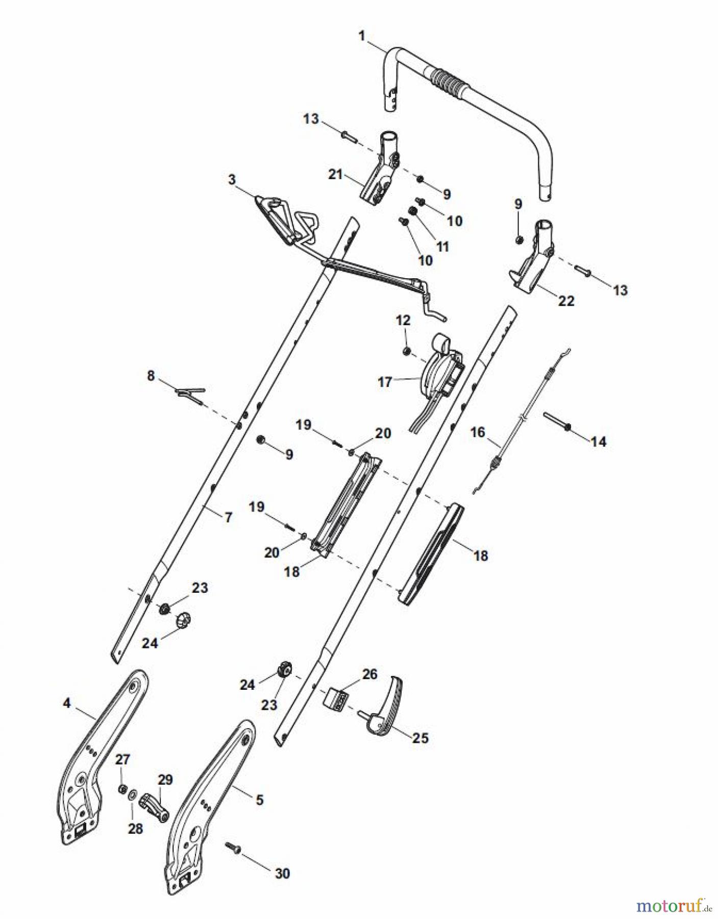  Global Garden Products GGP Rasenmäher Benzin Ohne Antrieb 2017 NT 484 - 484 Q Handle, Upper Part