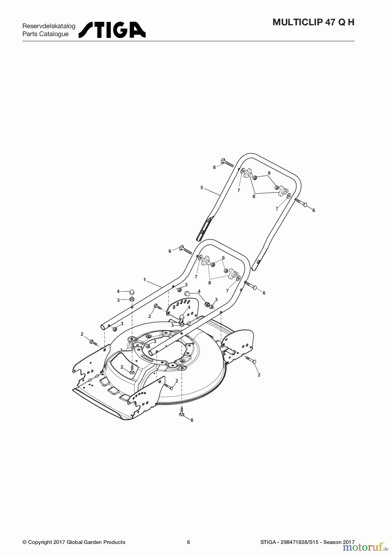  Stiga Rasenmäher Baujahr 2017 Benzin Ohne Antrieb 2017 MULTICLIP 47 Q H 298471838/S15 - Season 2017 Handle, Lower Part