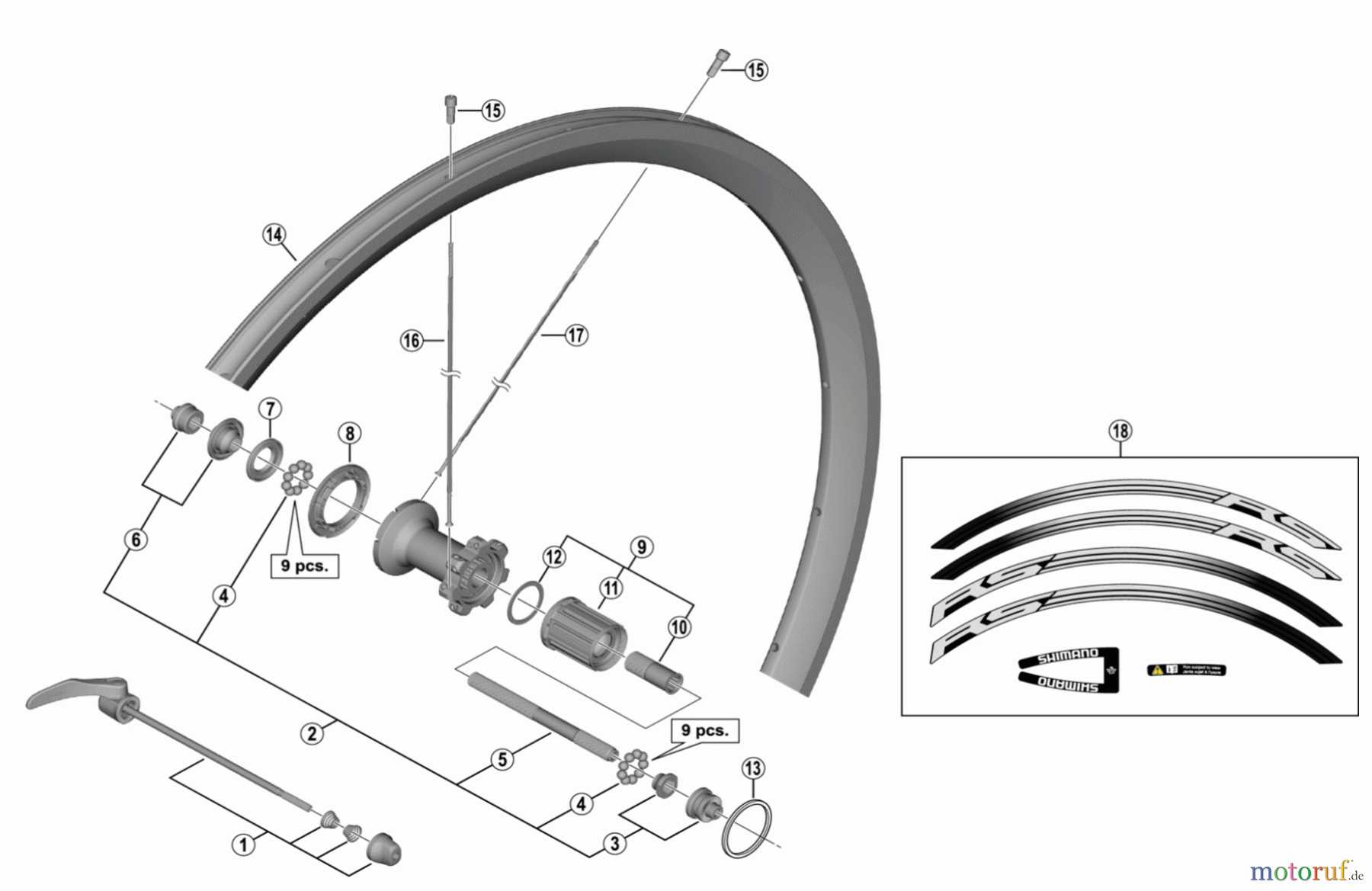  Shimano WH Wheels - Laufräder WH-RS330-R Rear Wheel (10/11-speed)