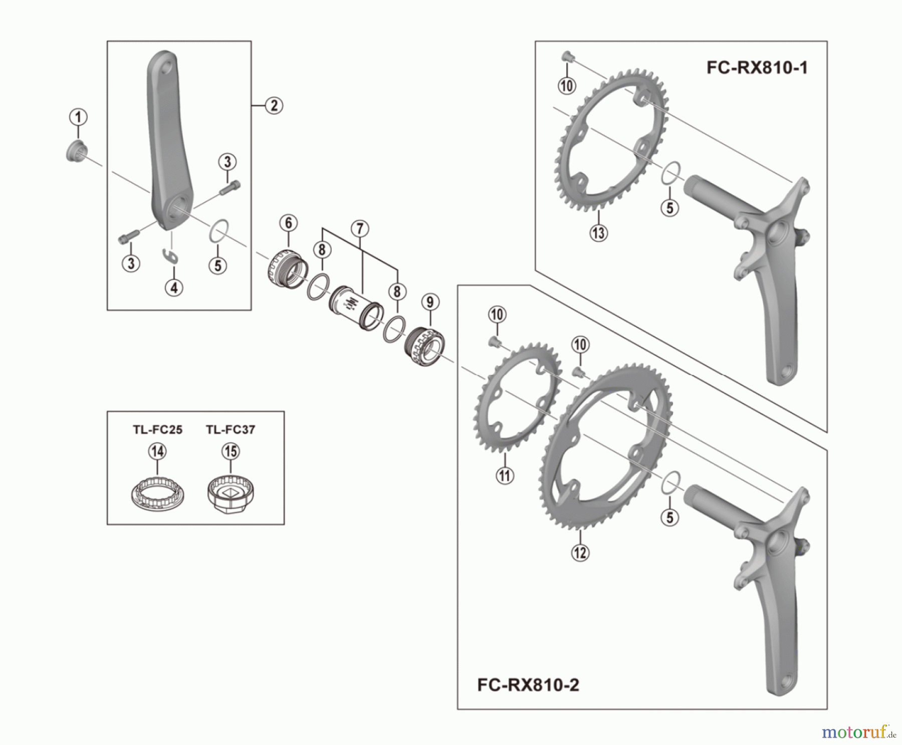  Shimano FC Front Chainwheel - Kurbelsatz, Vorderes Kettenblatt FC-RX810  GRX Kurbelgarnitur