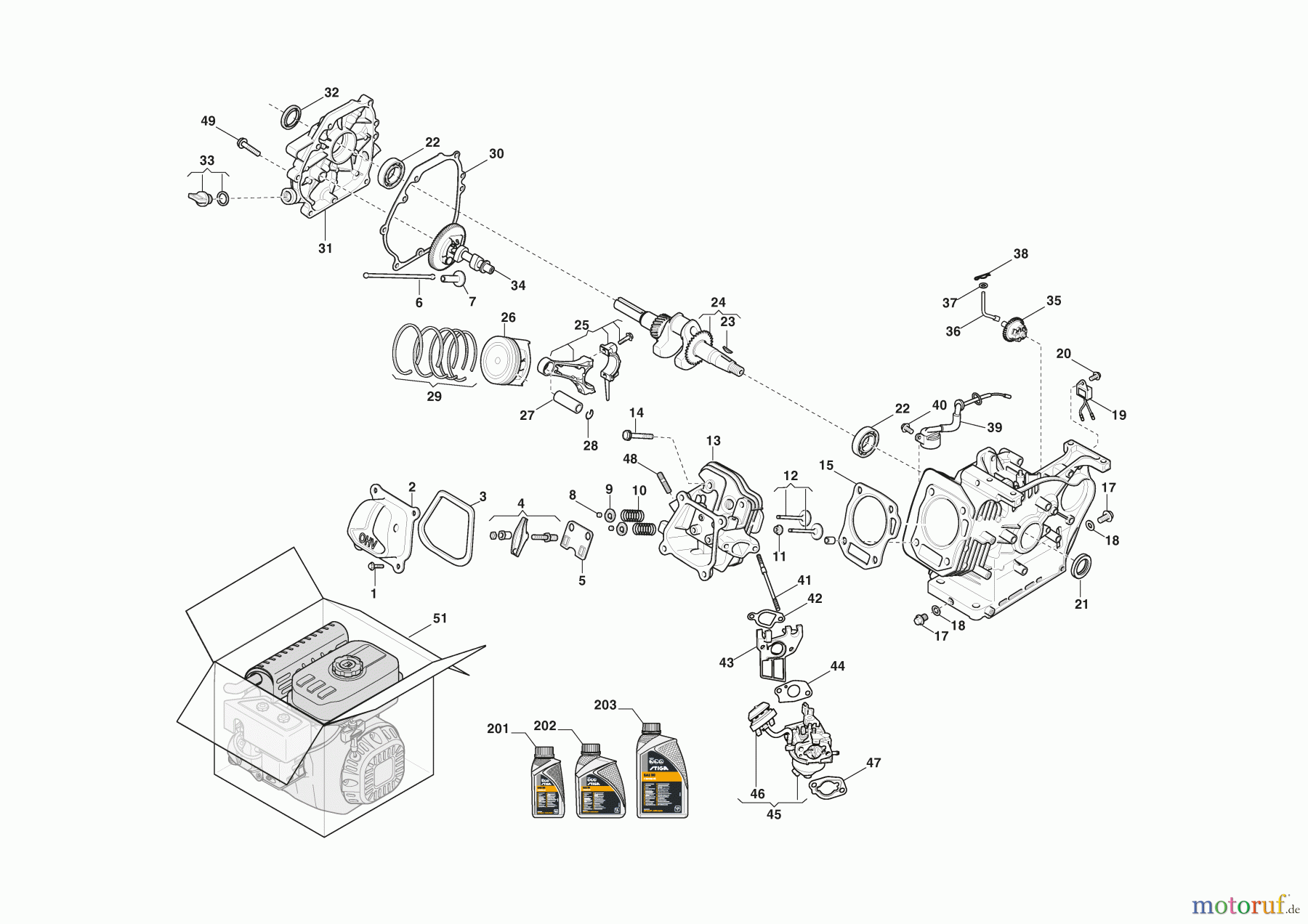  Stiga Kehrmaschinen Baujahr 2024 SWS 800 GE (2024) 219802532/ST1 Motor - Kolben, Motorwelle