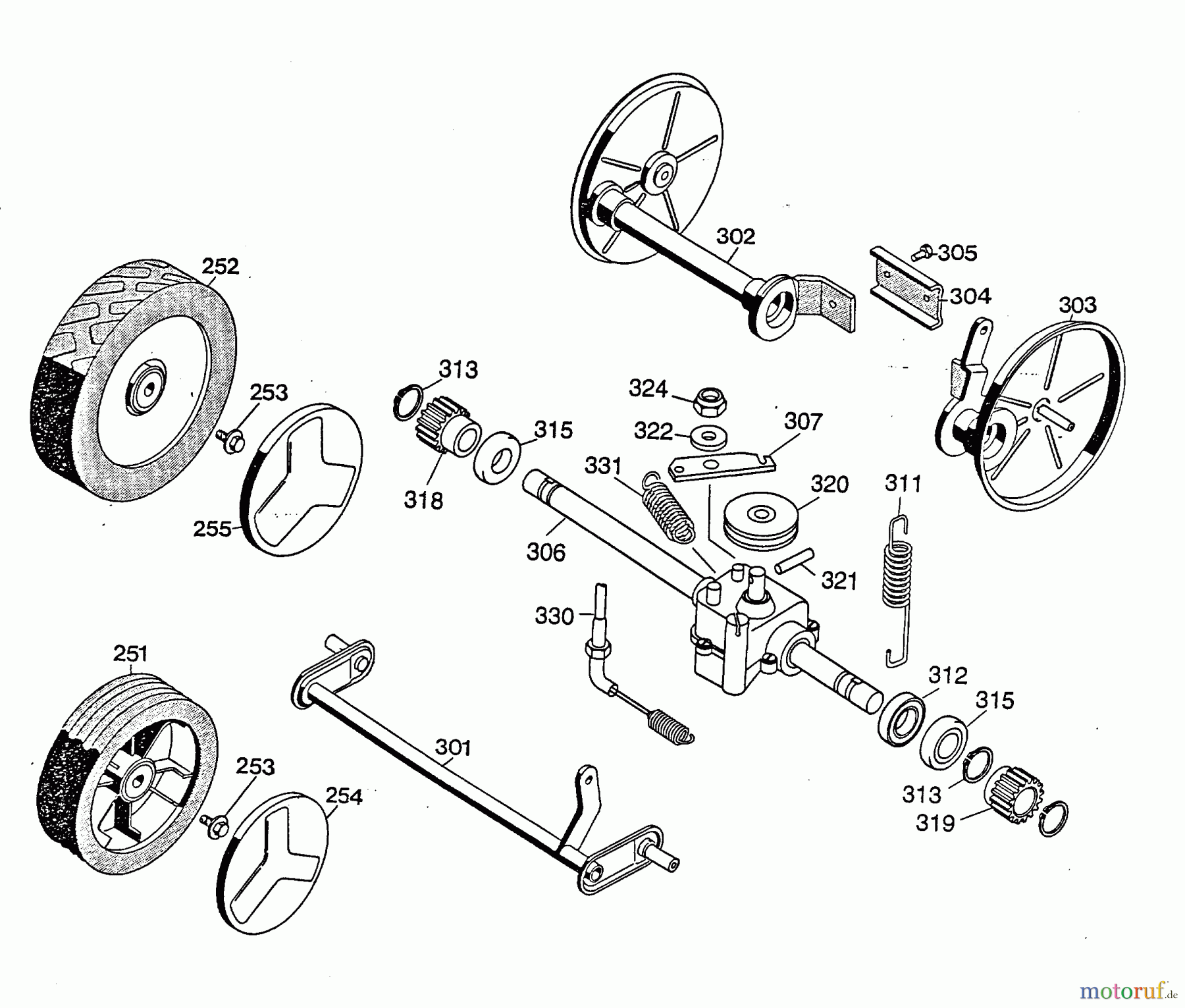  Wolf-Garten Motormäher mit Antrieb 6.42 BAi 4725000 Serie B  (1998) Getriebe, Räder