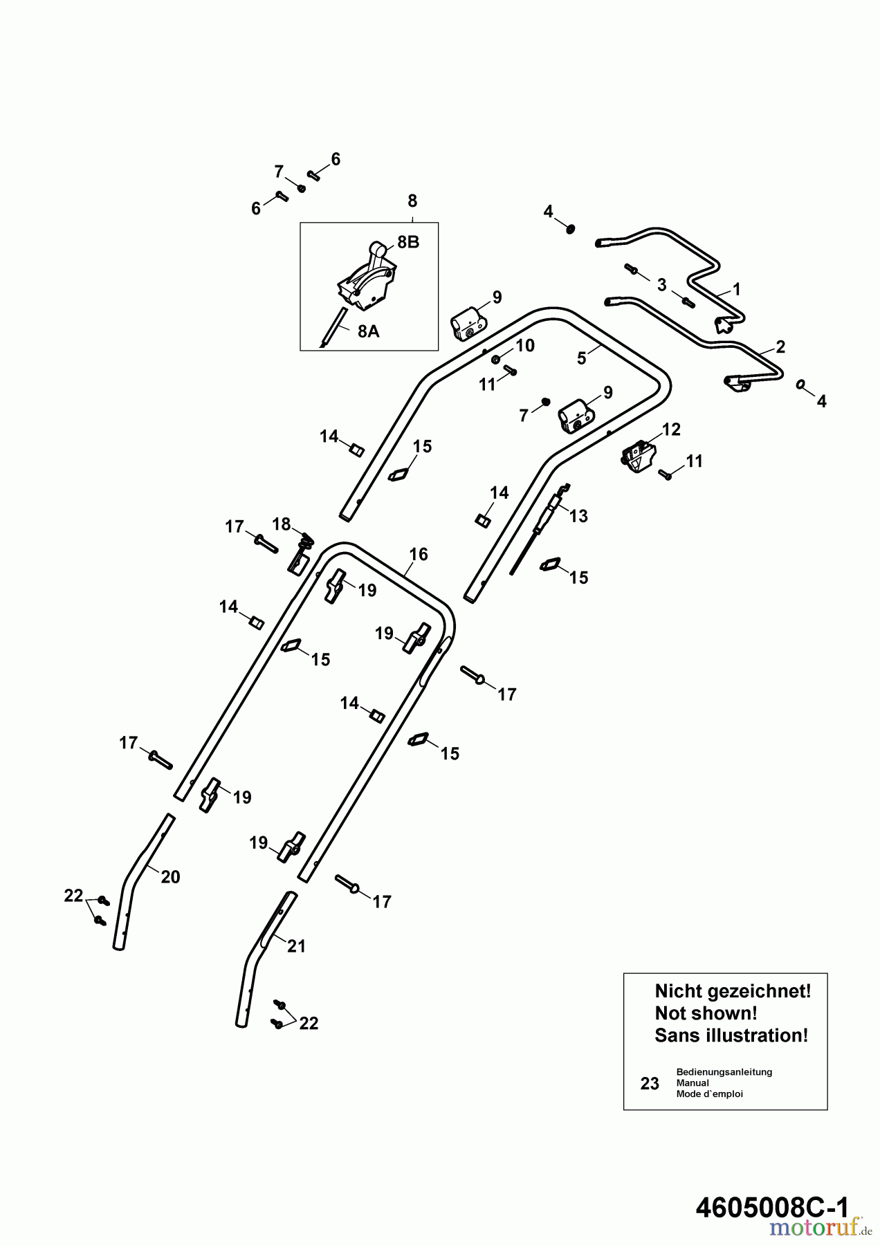  Wolf-Garten Motormäher mit Antrieb 2.46 HBM 4605008 Serie C  (2005) Holm