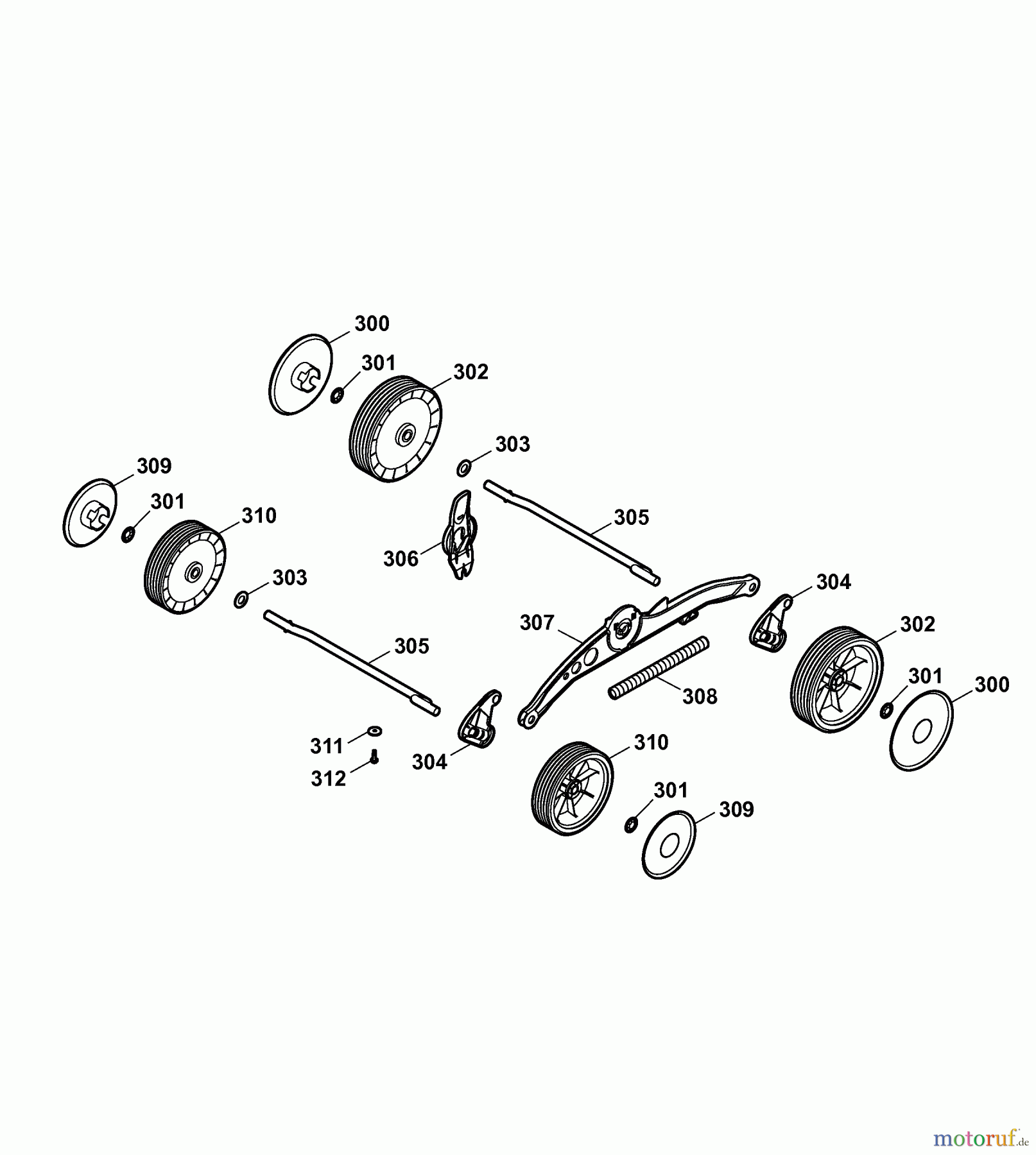  Wolf-Garten Elektromäher 2.32 E-1 4905000 Serie D  (2007) Räder, Schnitthöhenverstellung