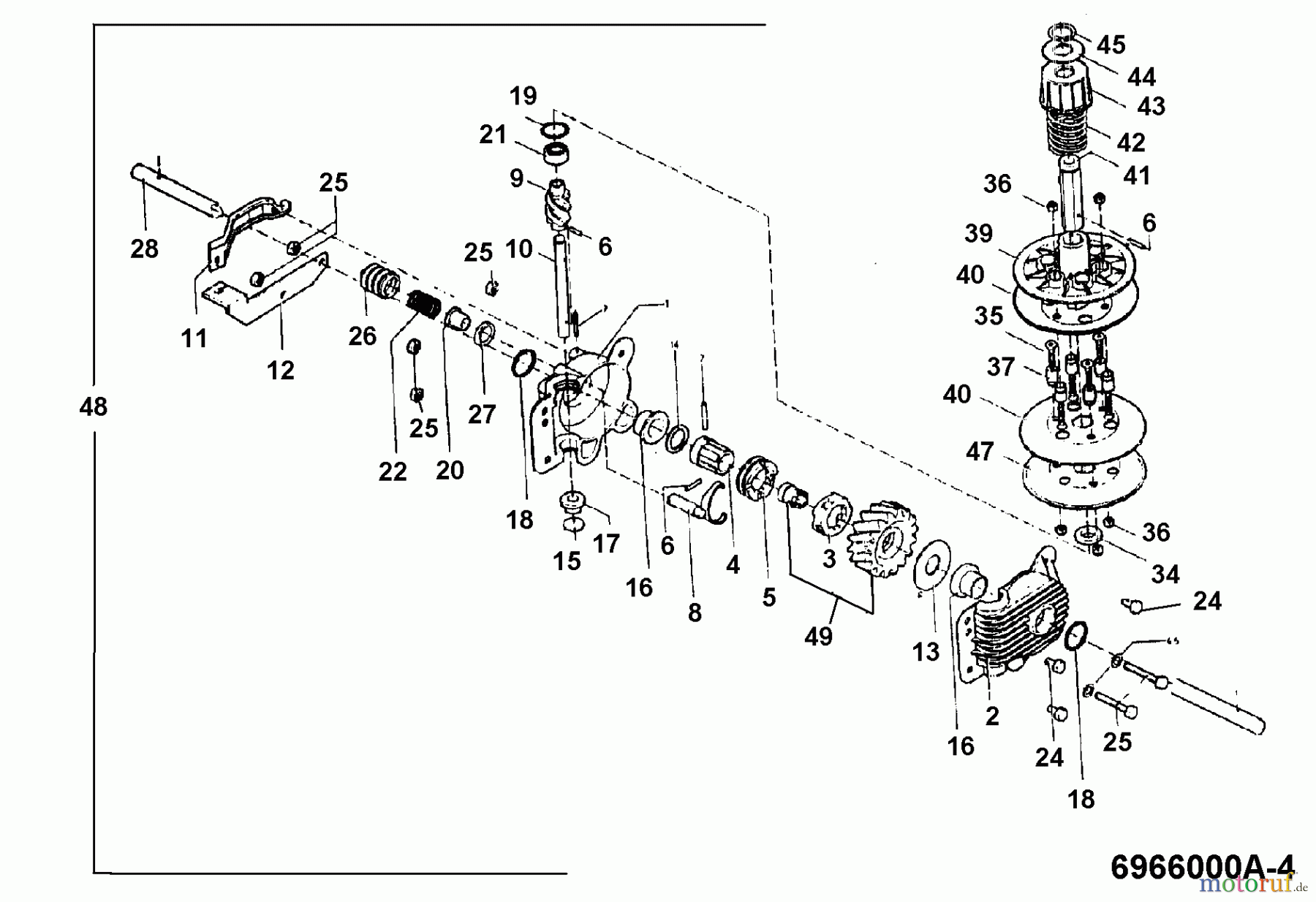 Wolf-Garten Motormäher mit Antrieb 6.46 BA 6966580 Serie A (1996) Getriebe