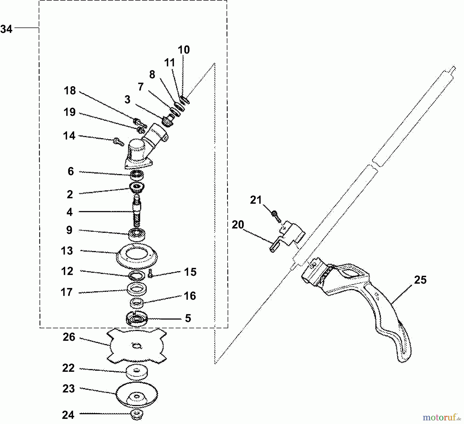 Dolmar Motorsensen & Trimmer Benzin 2-Takt MS-331 U (USA) 17-2 Getriebe, Schneidwerkzeug