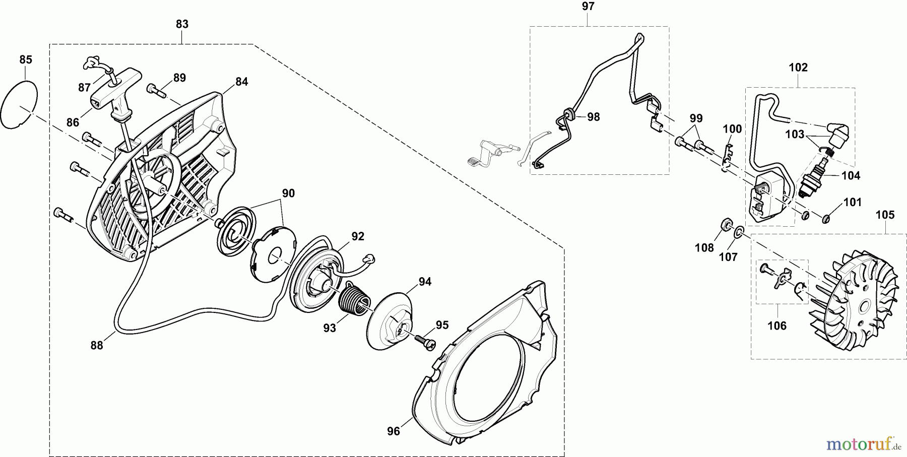  Dolmar Trennschleifer Benzin PC6112 5  Anwerfvorrichtung, Magnetzünder