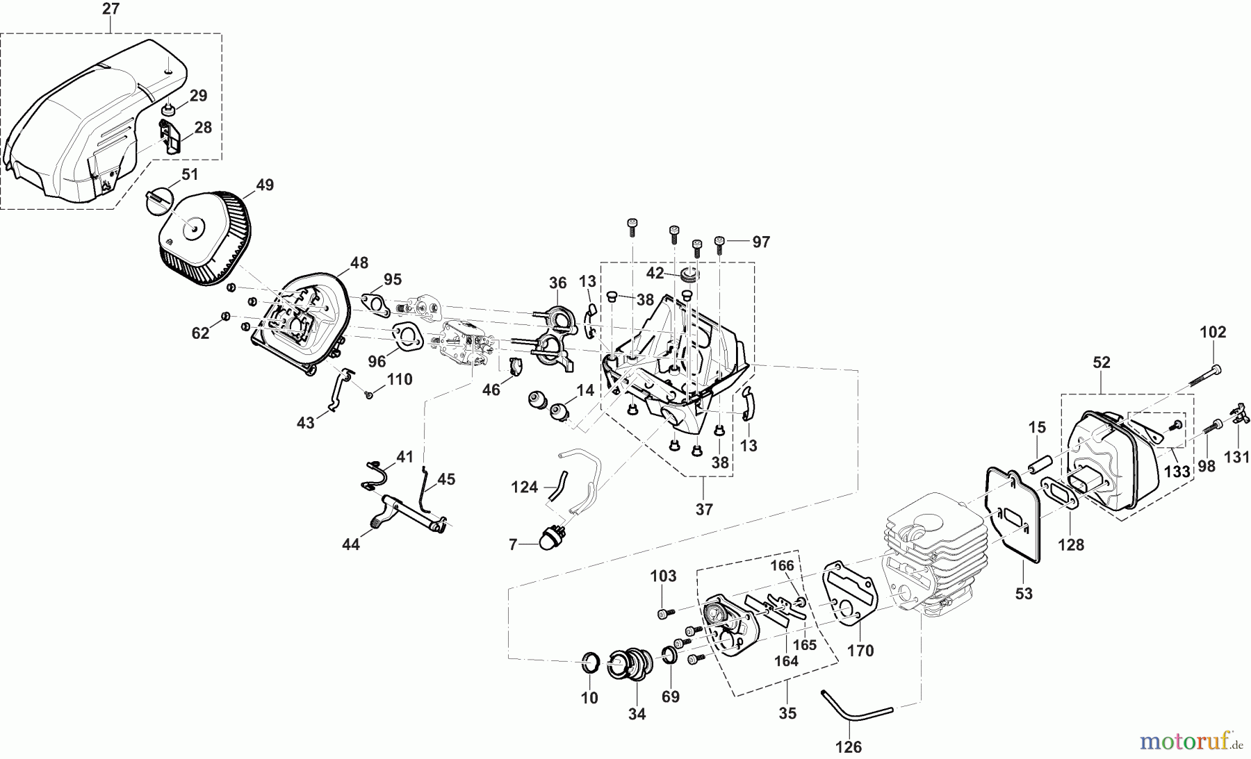 Dolmar Kettensägen Benzin Kettensäge PS6100 2 Abdeckhaube, Luftfilter, Schalldämpfer