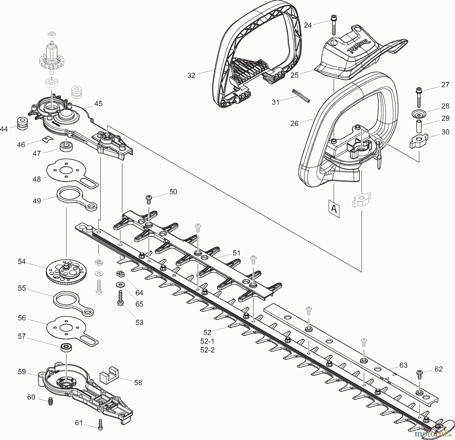  Dolmar Heckenscheren Akku DUH751 2  Bügelgriff, Getriebe, Scherblatt