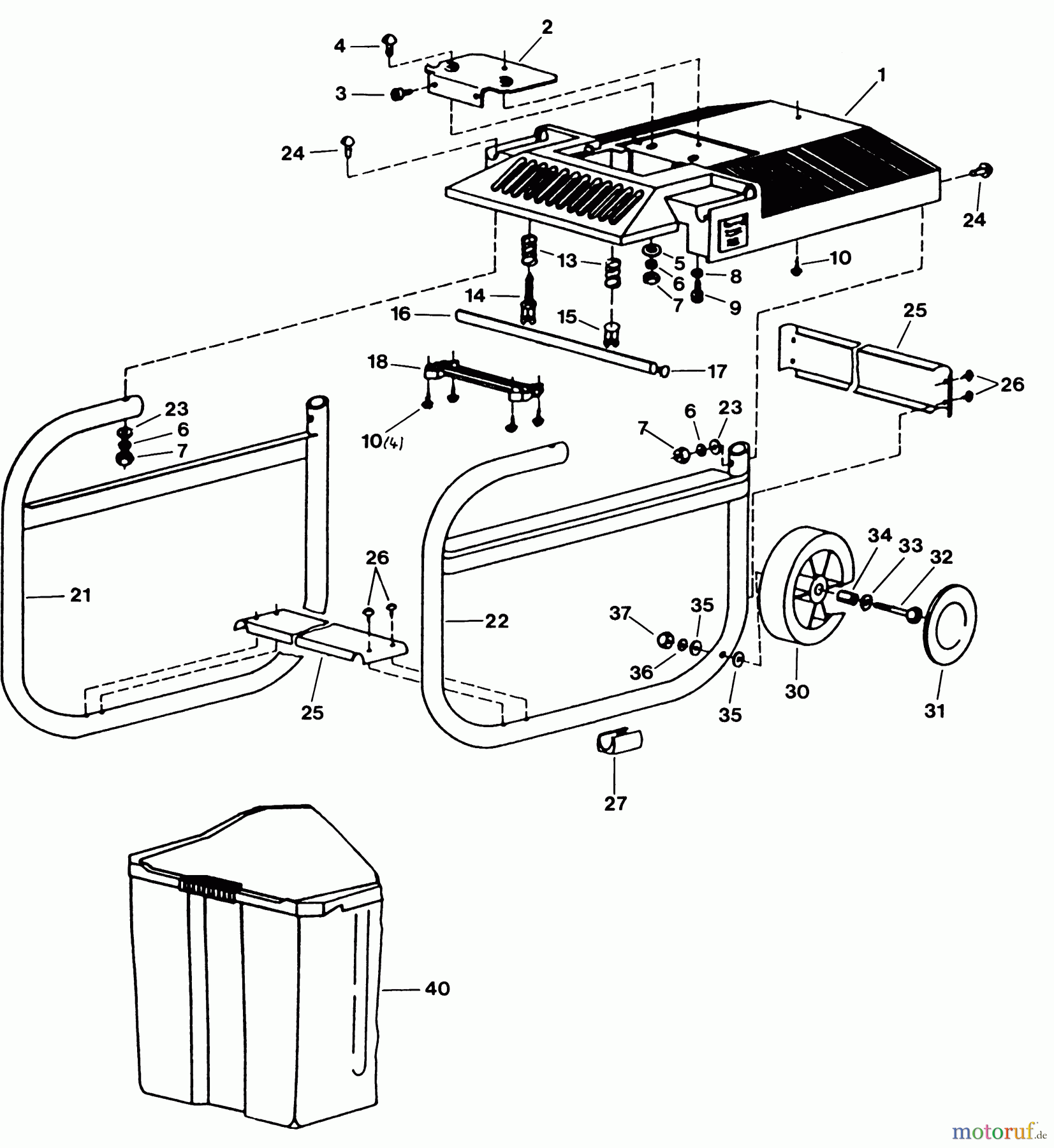 Dolmar Häcksler Elektro FH-2101 4 Fahrwerkgehäuse, Auffangbehälter