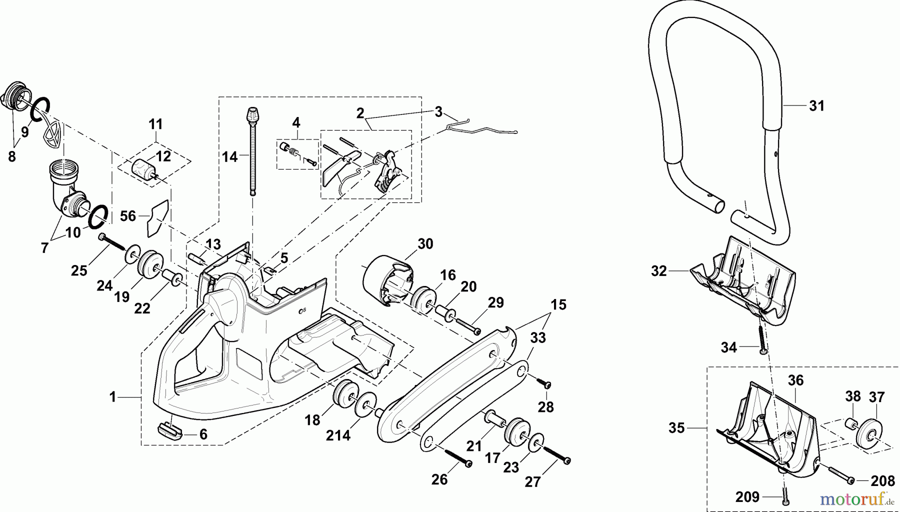 Dolmar Trennschleifer Benzin PC-6412 S (UK) 1 Tankeinheit und Handgriffe