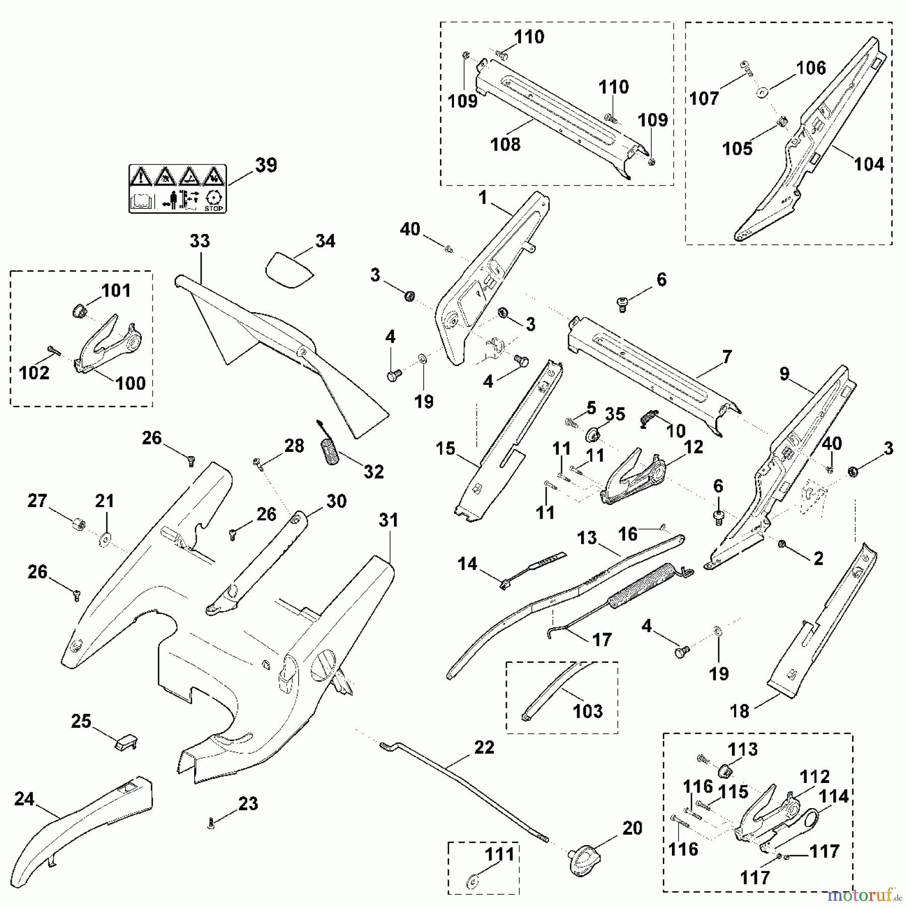 Viking Rasenmäher Benzinrasenmäher MB 655.0 GQ C - Rahmen, Höhenverstellung