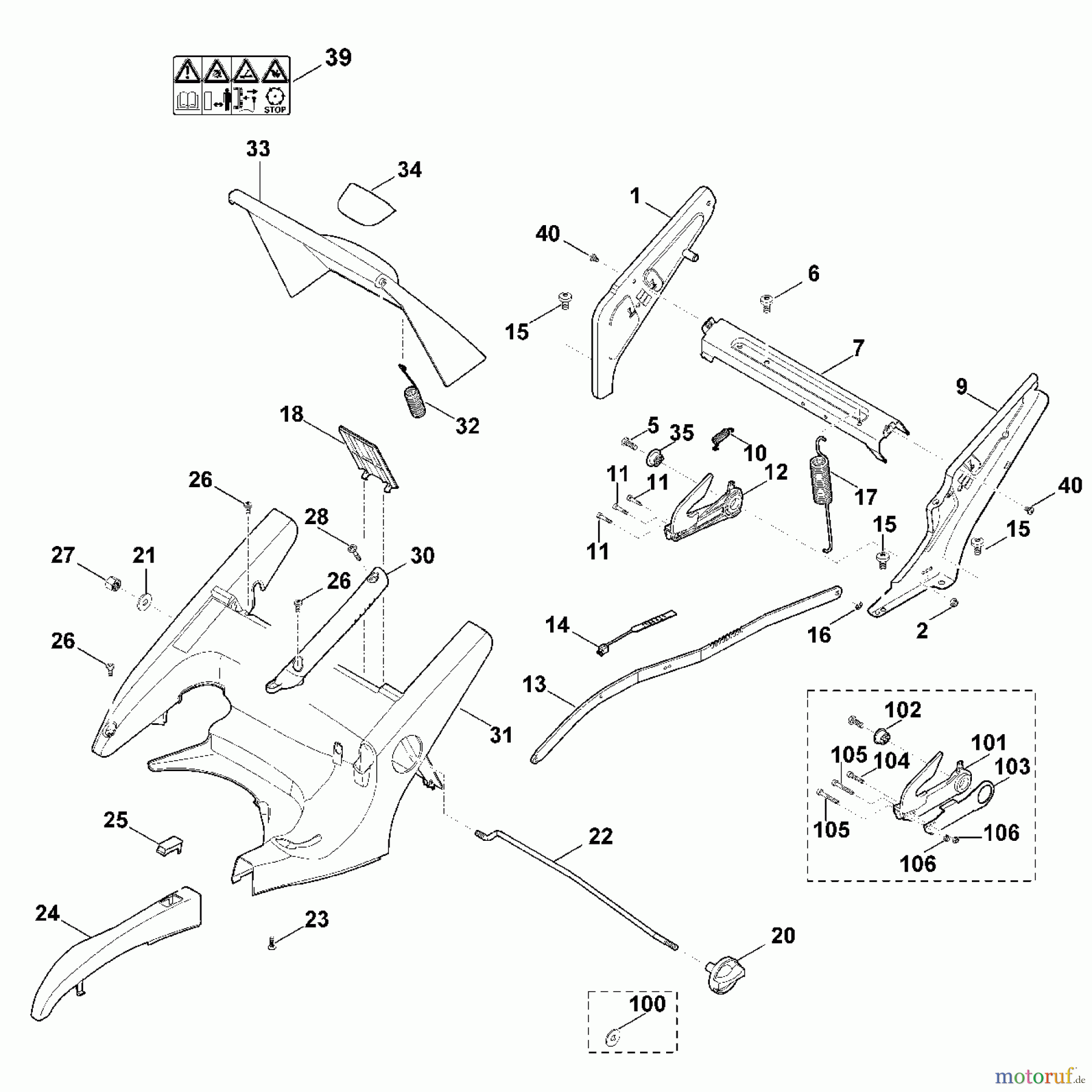  Viking Rasenmäher Benzinrasenmäher MB 650.0 VR C - Rahmen, Höhenverstellung