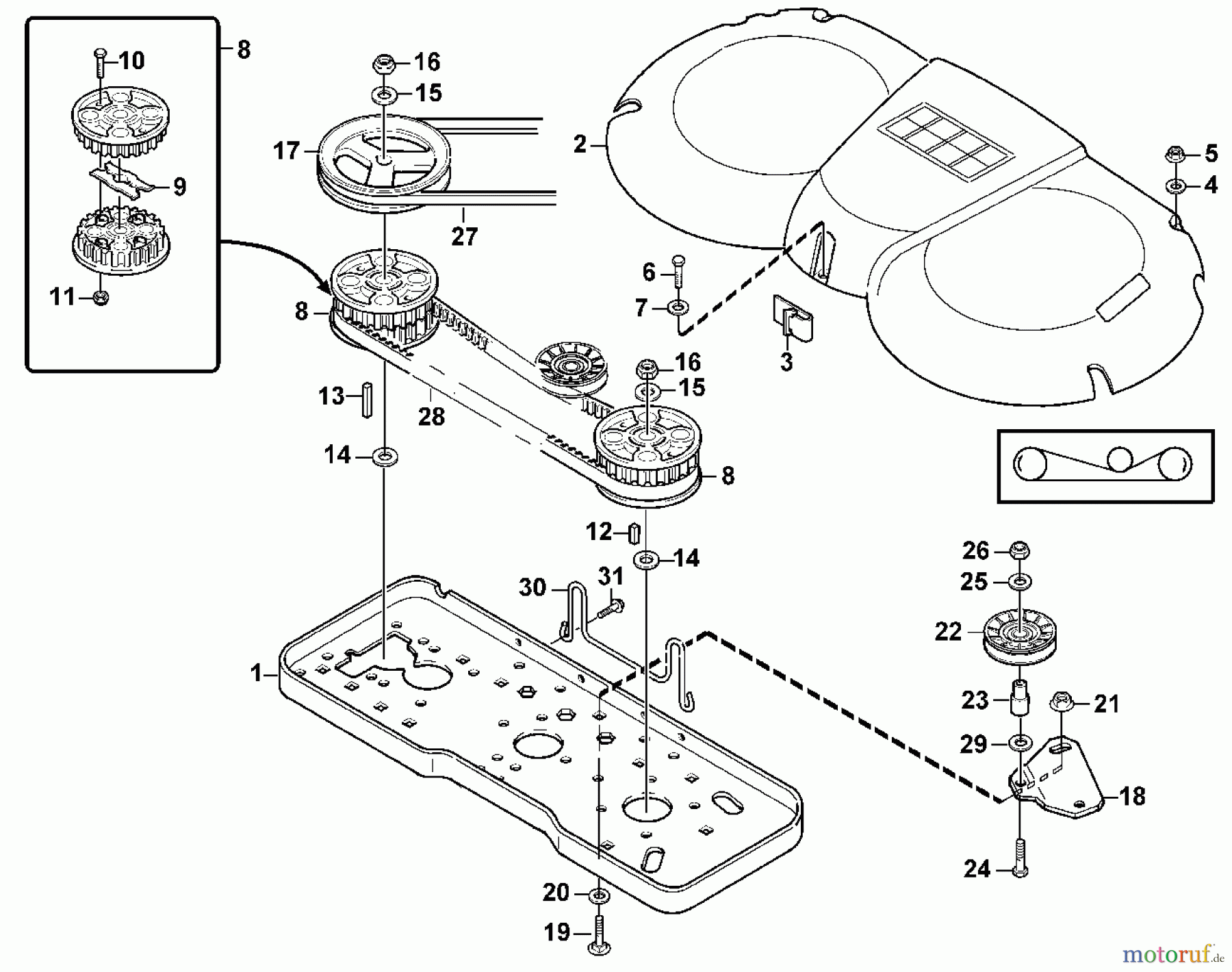 Viking Aufsitzmäher Mähwerke AMM 442 (MF 460, 480), AME 442 (MF 480) D - Messerantrieb