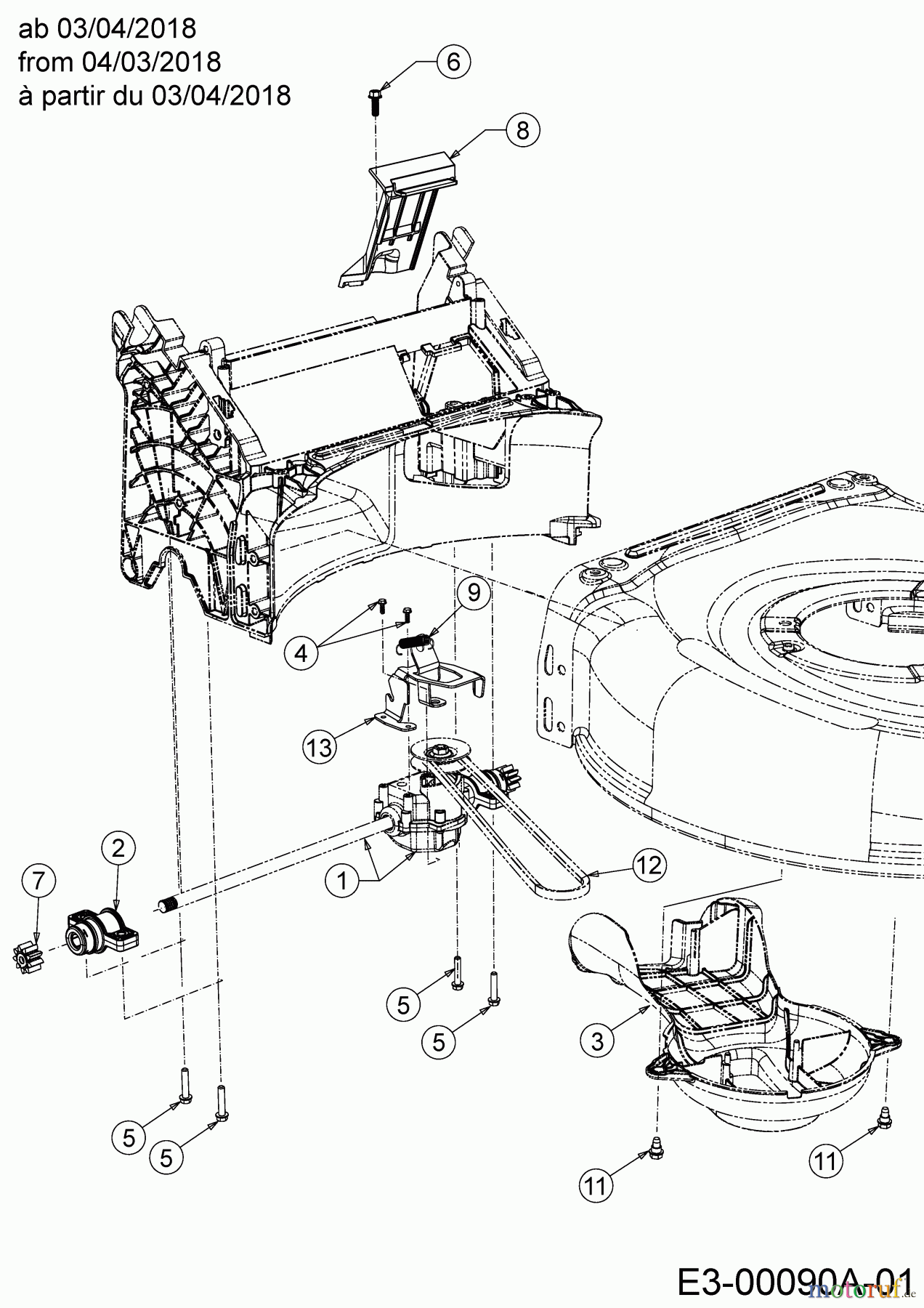  MTD Motormäher mit Antrieb SP 53 HWBS 12A-PF7B600  (2019) Getriebe, Keilriemen ab 03/04/2018