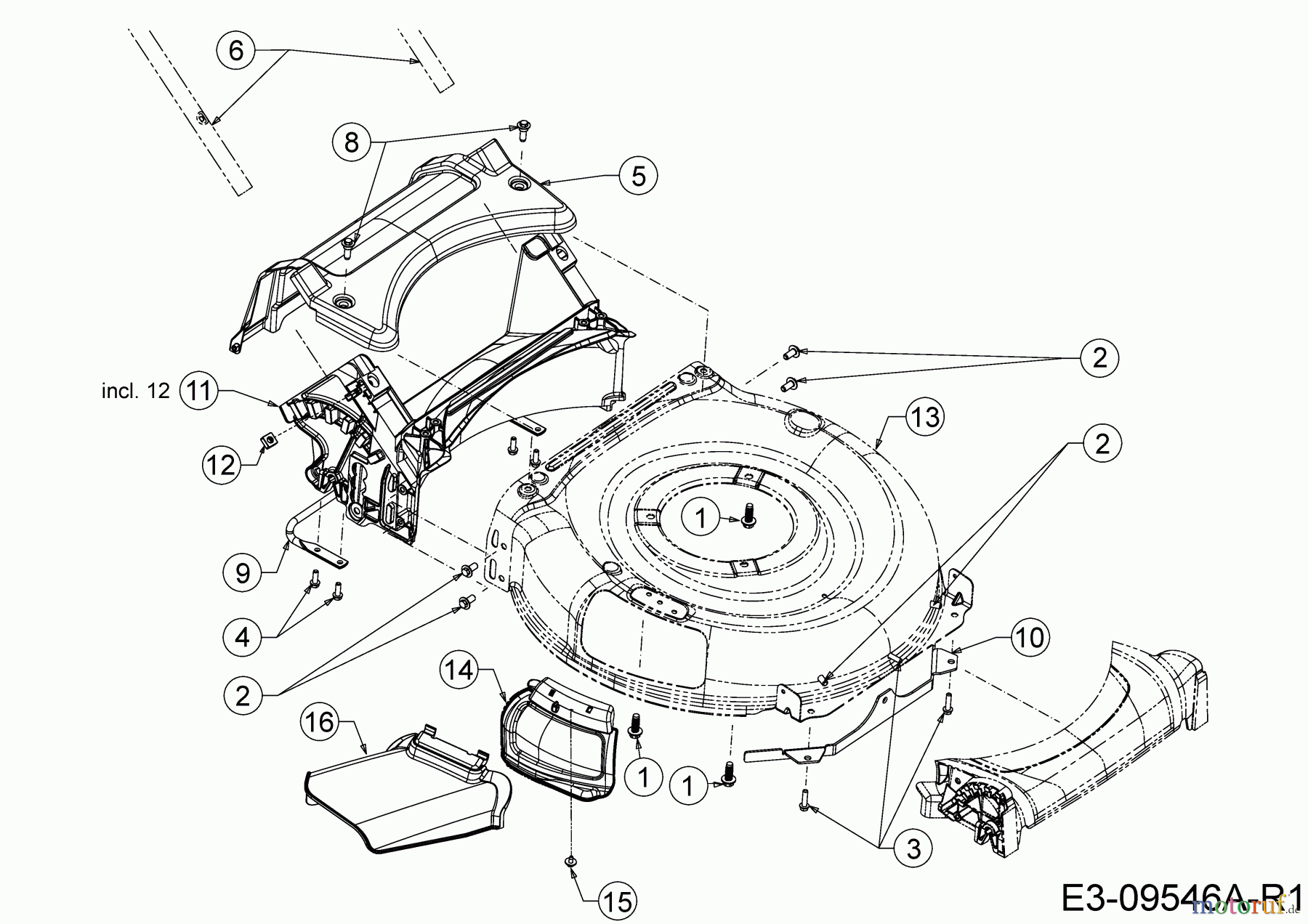  MTD Motormäher Smart 53 MB 11A-A05B600  (2020) Deflektor, Mähwerksgehäuse, Mulchklappe, Leitstück hinten