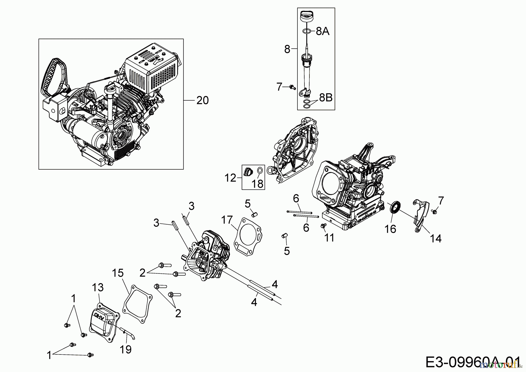  MTD-Motoren Horizontal 670-JH 752Z670-JH  (2019) Ölablaß, Ölmeßstab, Zylinderkopfdeckel