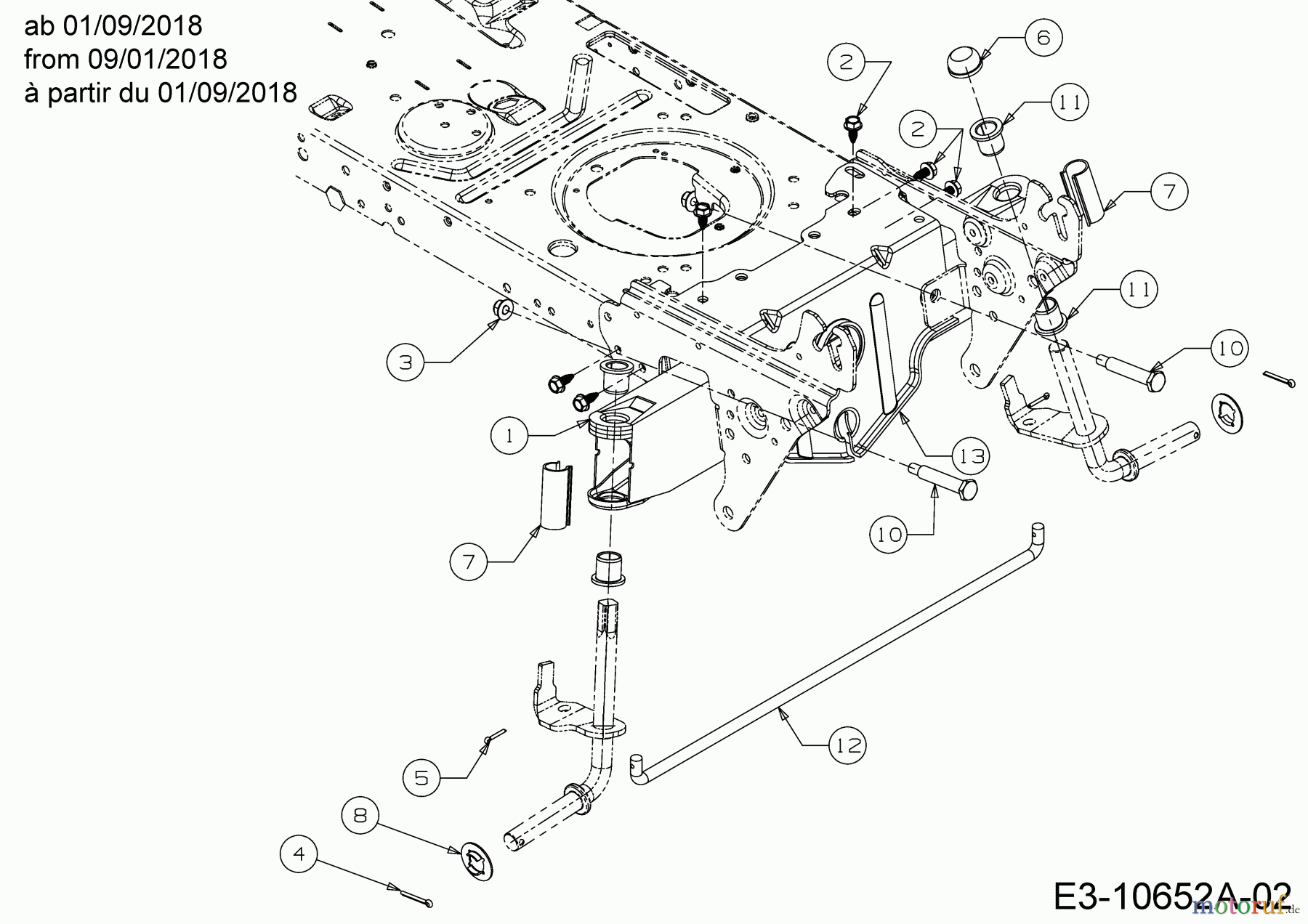  MTD Rasentraktoren Smart RF 130 HM 13A279KF600  (2019) Vorderachse ab 01/09/2018