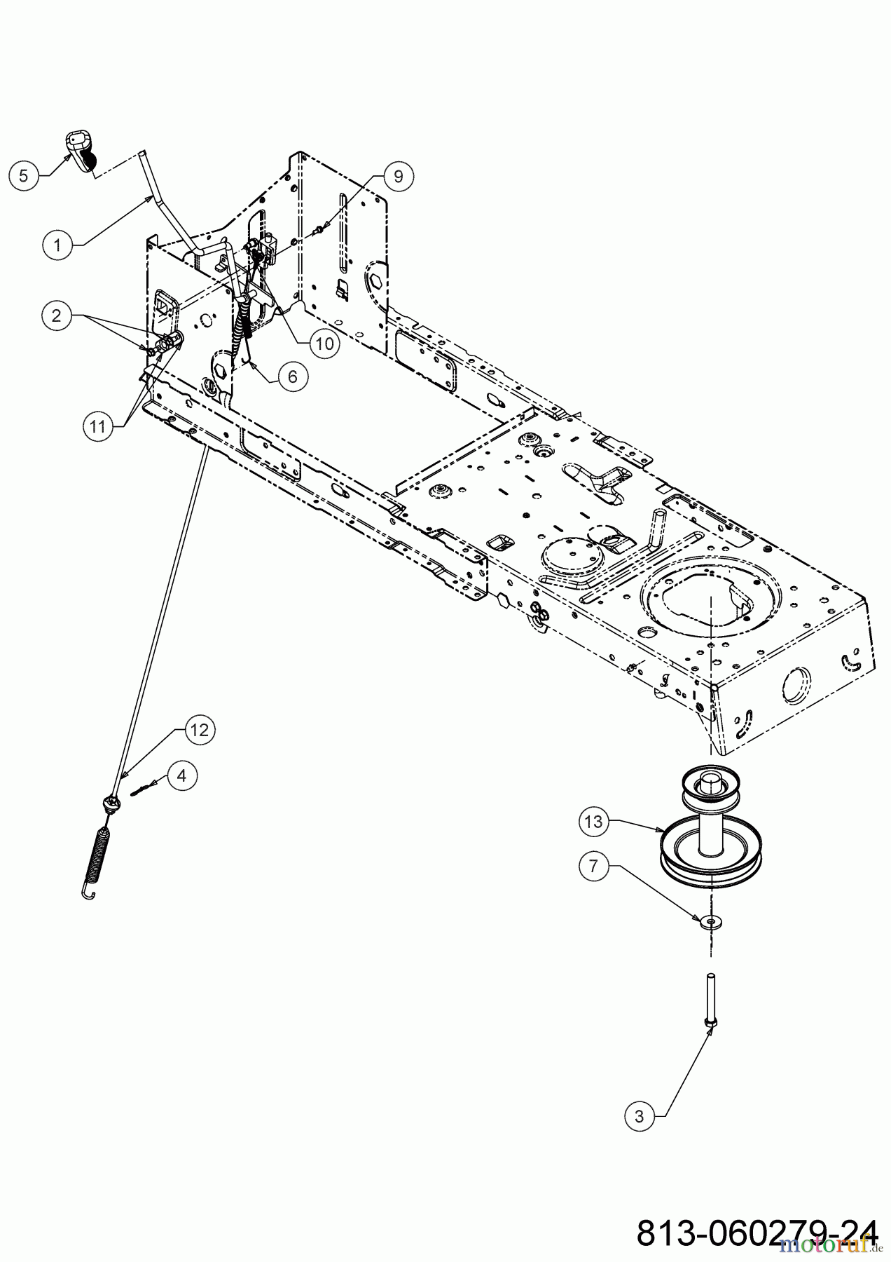  Tigara Rasentraktoren TG 13 / 96 TE 13A776KF649 (2022) Mähwerkseinschaltung, Motorkeilriemenscheibe