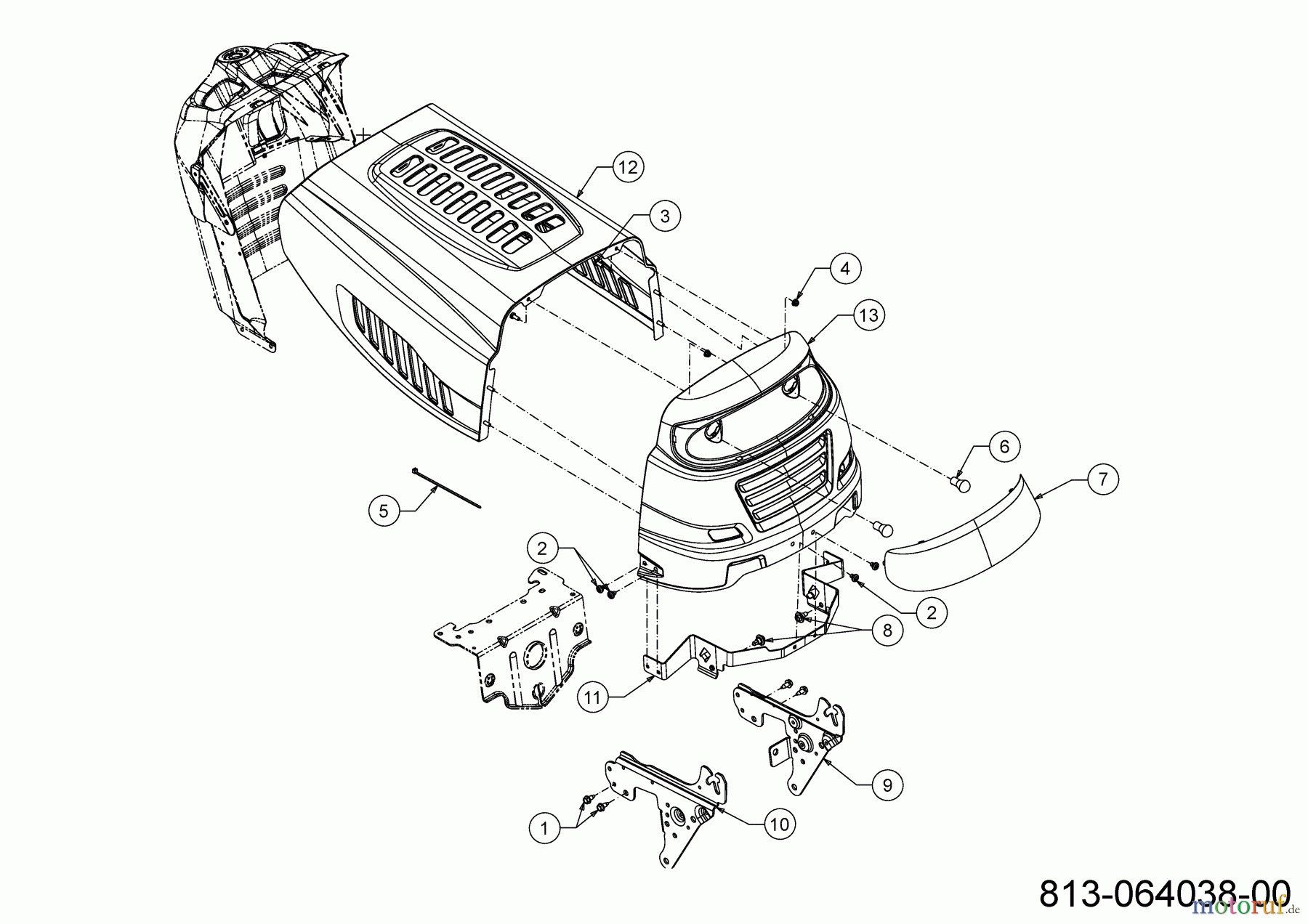  Riwall Rasentraktoren RLT 92 T 13BB765E623 (2022) Motorhaube