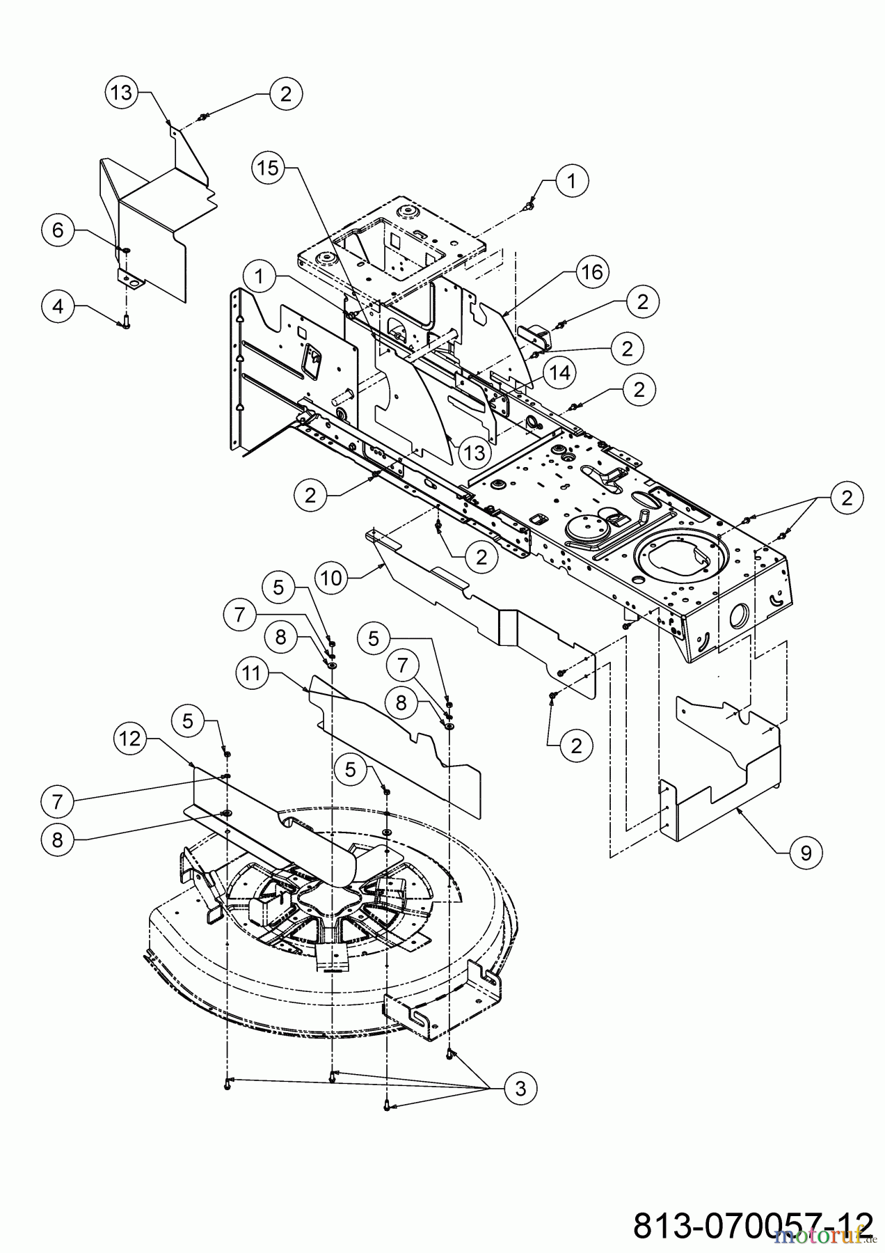 MTD Rasentraktoren Smart RC 125 13B776KC600 (2022) Abdeckungen Mähwerk A,C (30