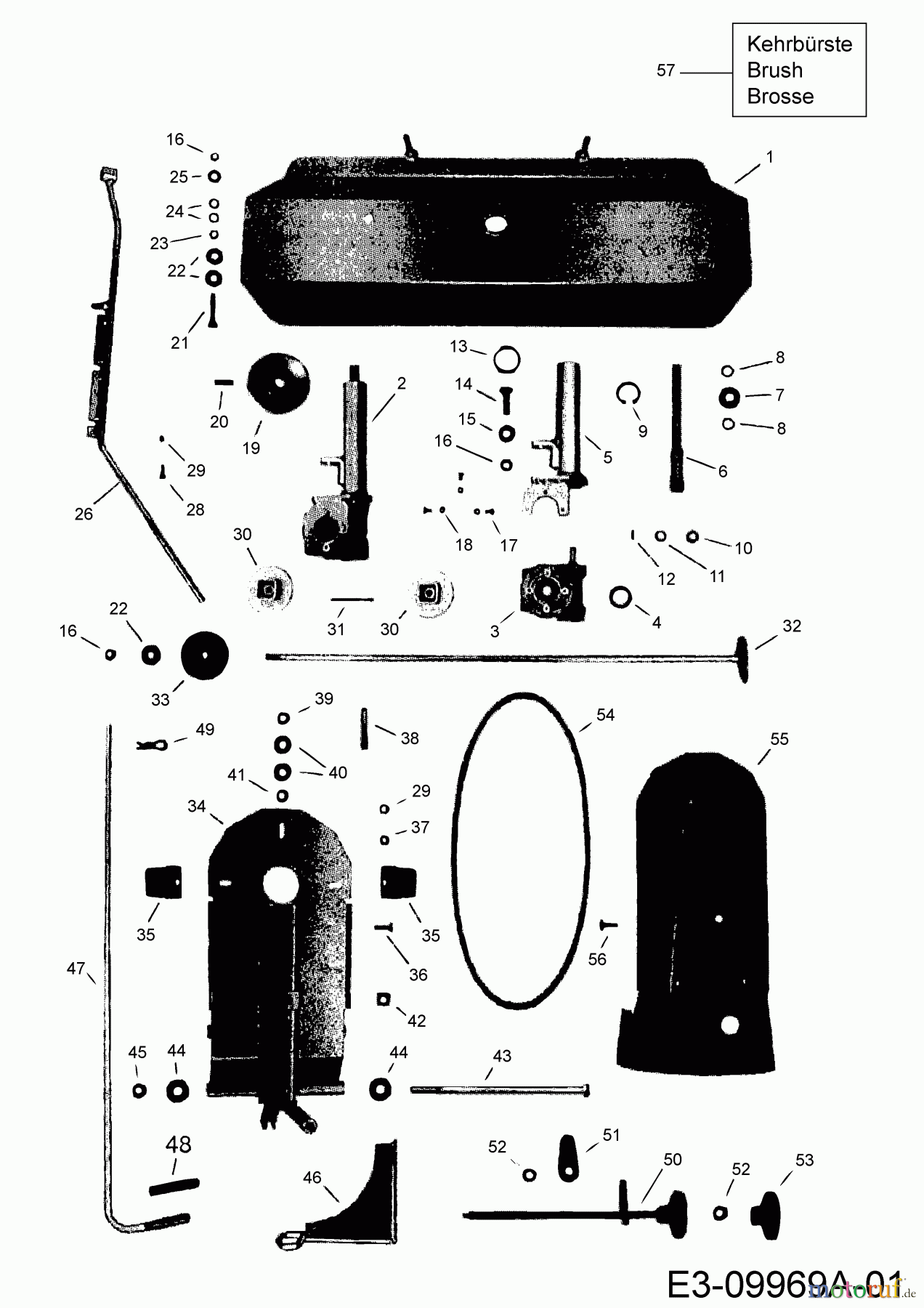  MTD Zubehör Zubehör Garten- und Rasentraktoren Frontkehrmaschine FK 105 196-226C678  (2019) Bürstenantrieb, Kehrwalzengehäuse