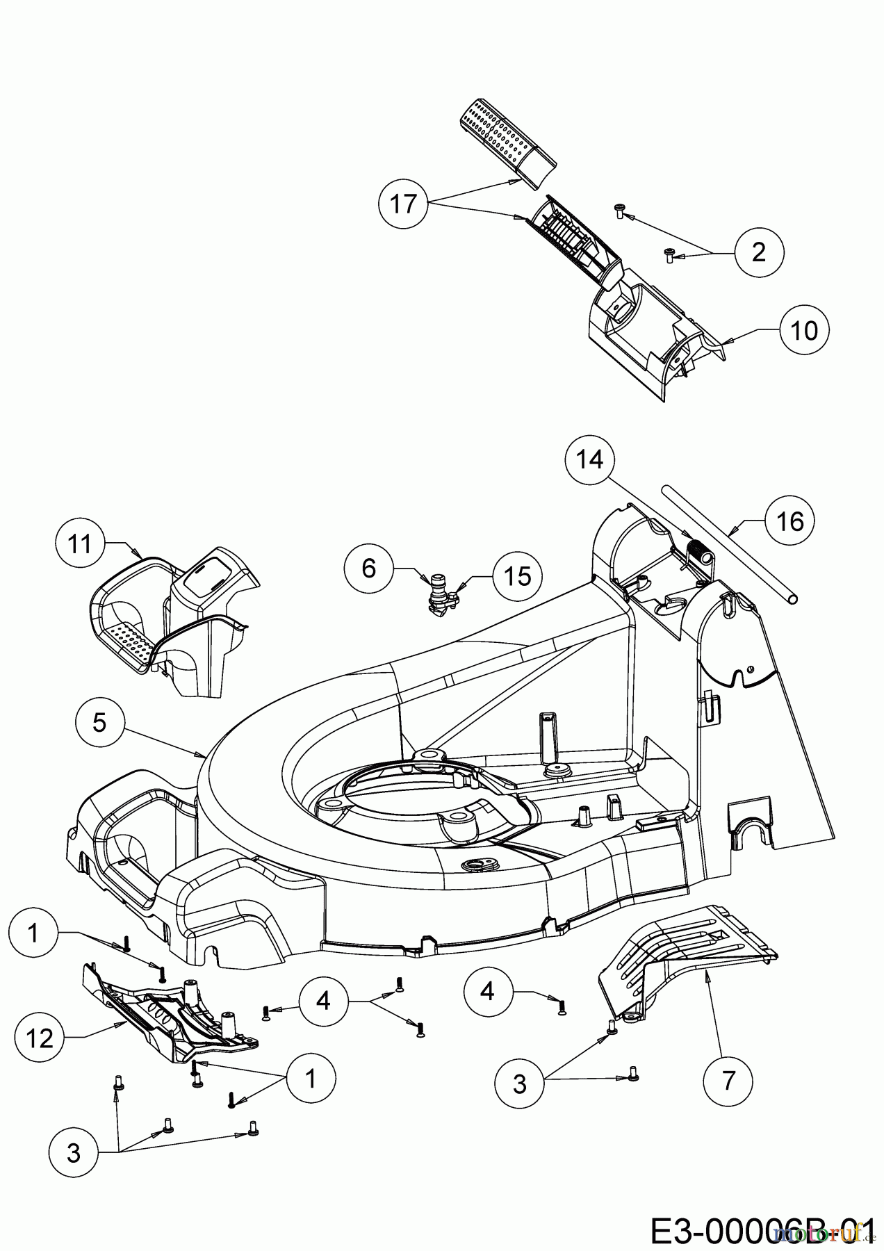  Cub Cadet Motormäher mit Antrieb XM2 DR46S 12ABYADQ603 (2020) Mähwerksgehäuse, Stange für Heckklappe