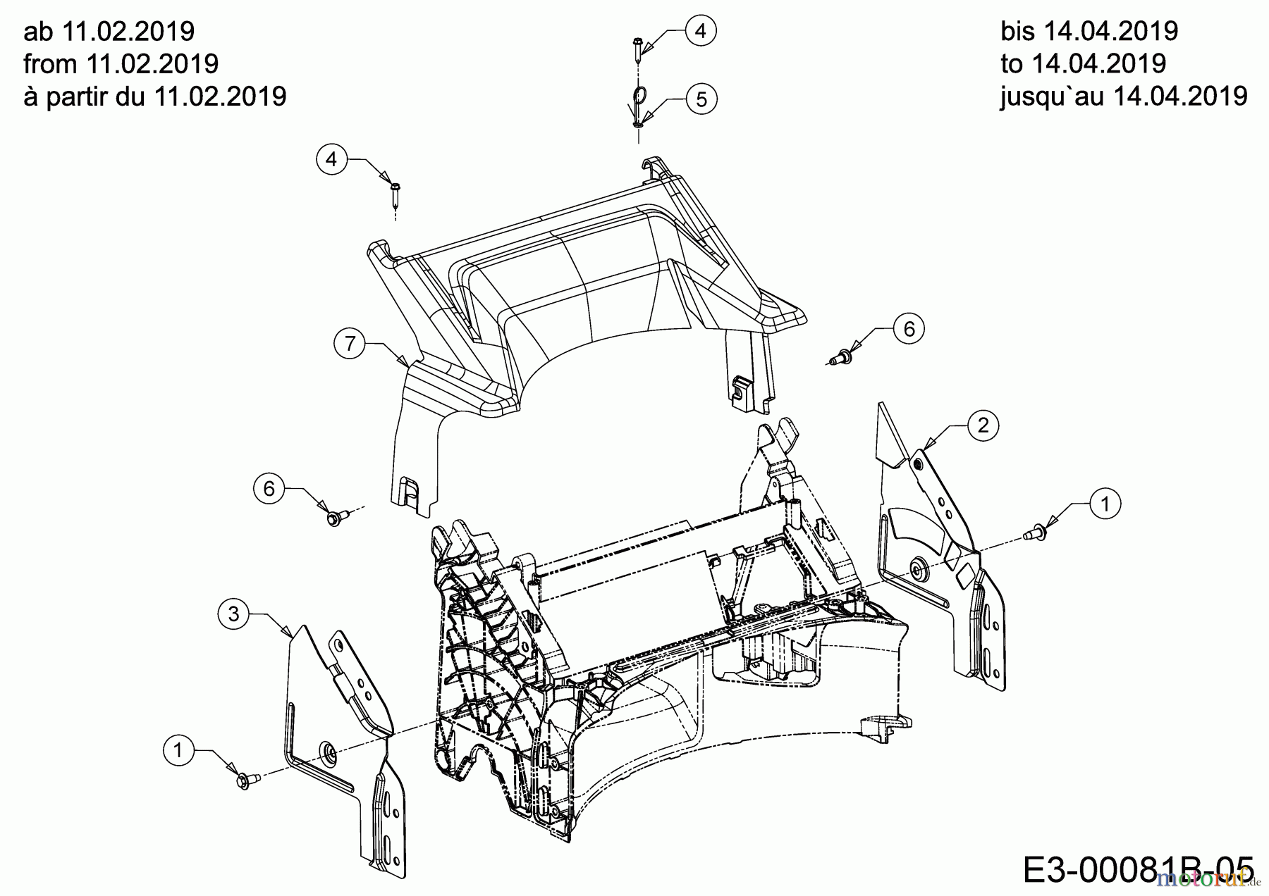  Cub Cadet Motormäher mit Antrieb LM3 DR53S 12CBPVKC603 (2019) Abdeckung hinten, Holmbraketten (5)