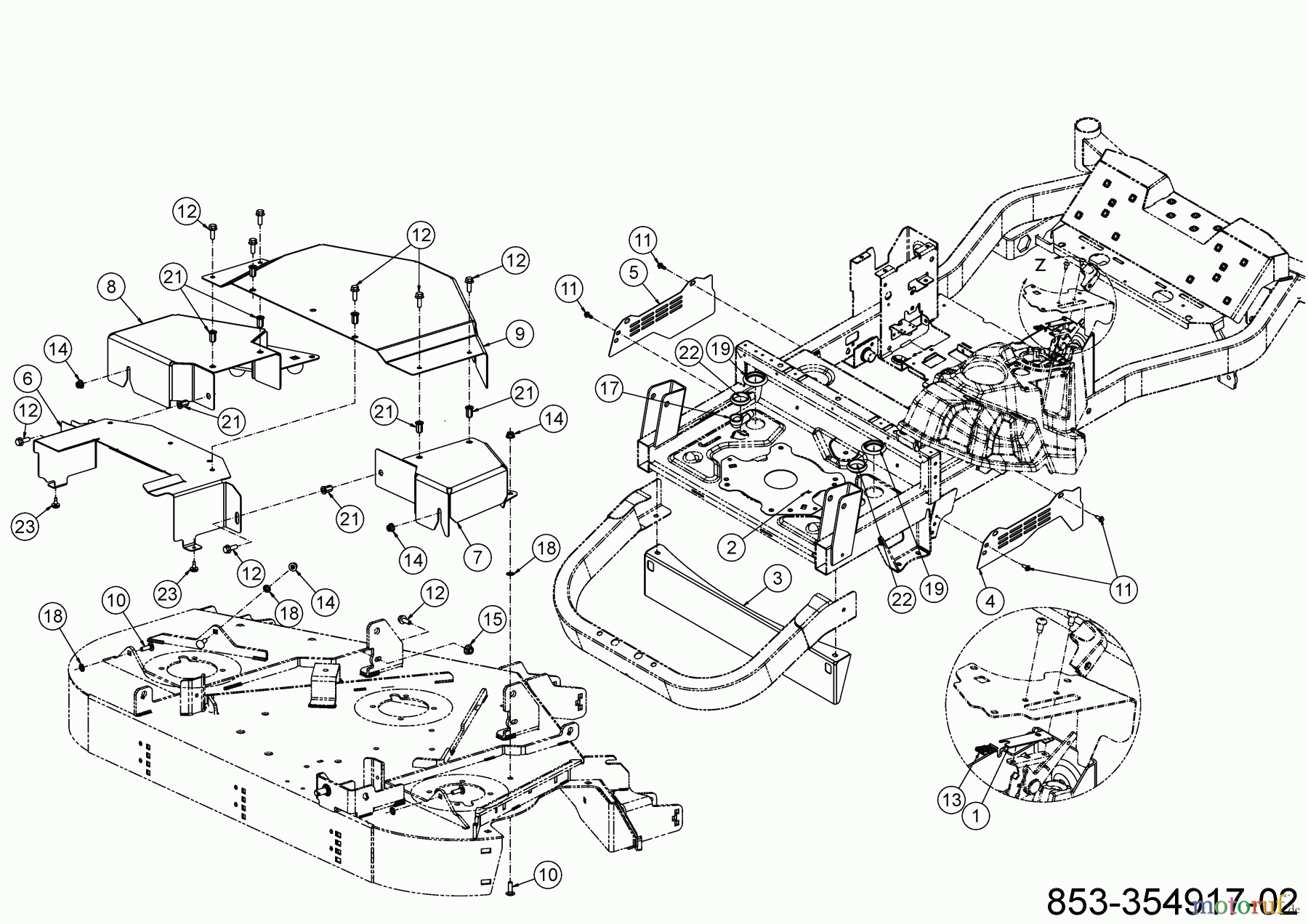  Cub Cadet Zero Turn XZ8 S137I ULTIMA 47ATCAB7603 (2023) Verkleidungen Mähdeck