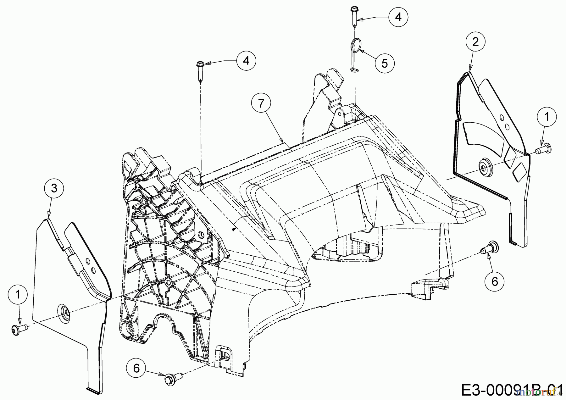  Cub Cadet Motormäher LM1 AP46 11C-TQMG603 (2023) Abdeckung hinten, Holmbraketten