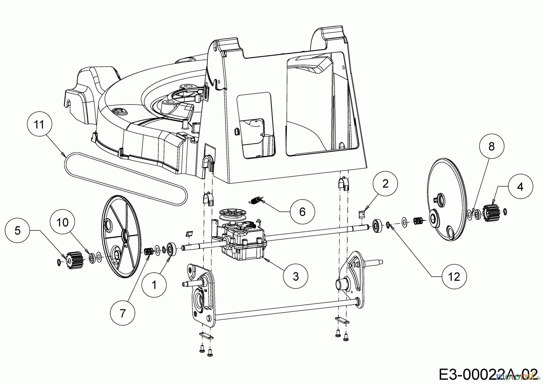 Wolf-Garten Motormäher mit Antrieb Expert 53 B S 12A-ZA7F650 (2018) Getriebe, Keilriemen