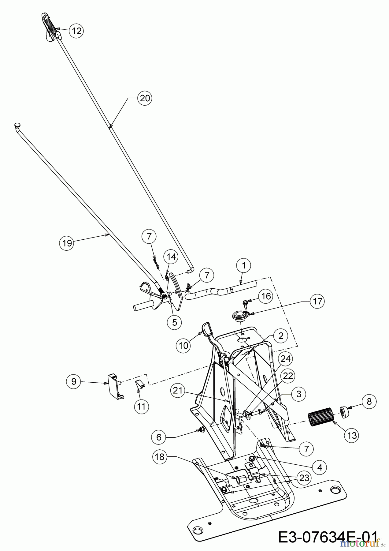  Wolf-Garten Rasentraktoren Scooter 13AW26SC650  (2019) Bremsstange, Schaltstange, Pedal