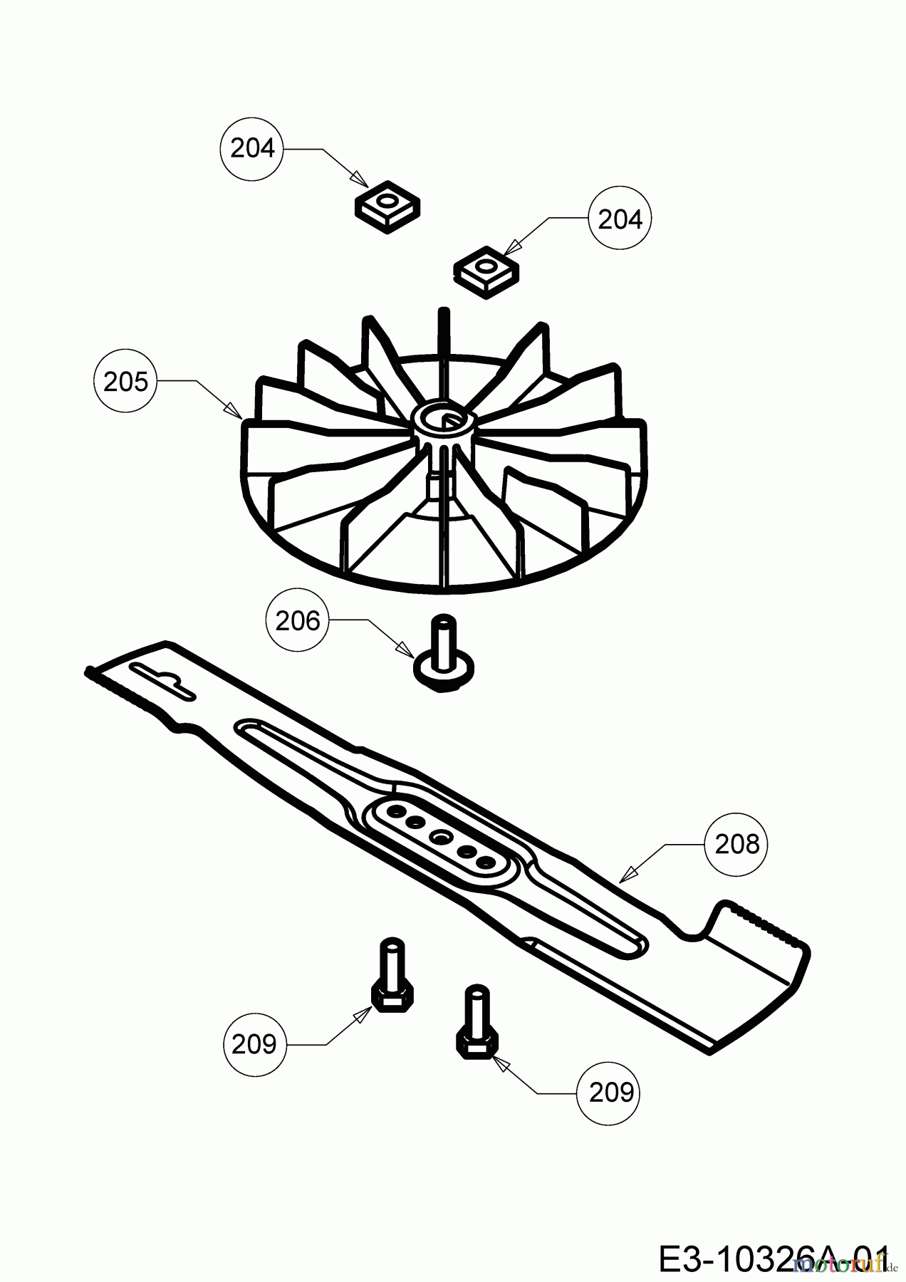  Wolf-Garten Elektromäher Expert 37 E 18BWG1H-650  (2016) Messer, Messeraufnahme