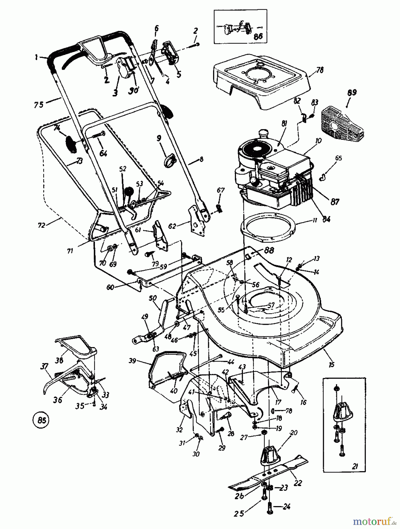  MTD Motormäher mit Antrieb REX-COMBI 51 SSL 125-3580  (1985) Grundgerät