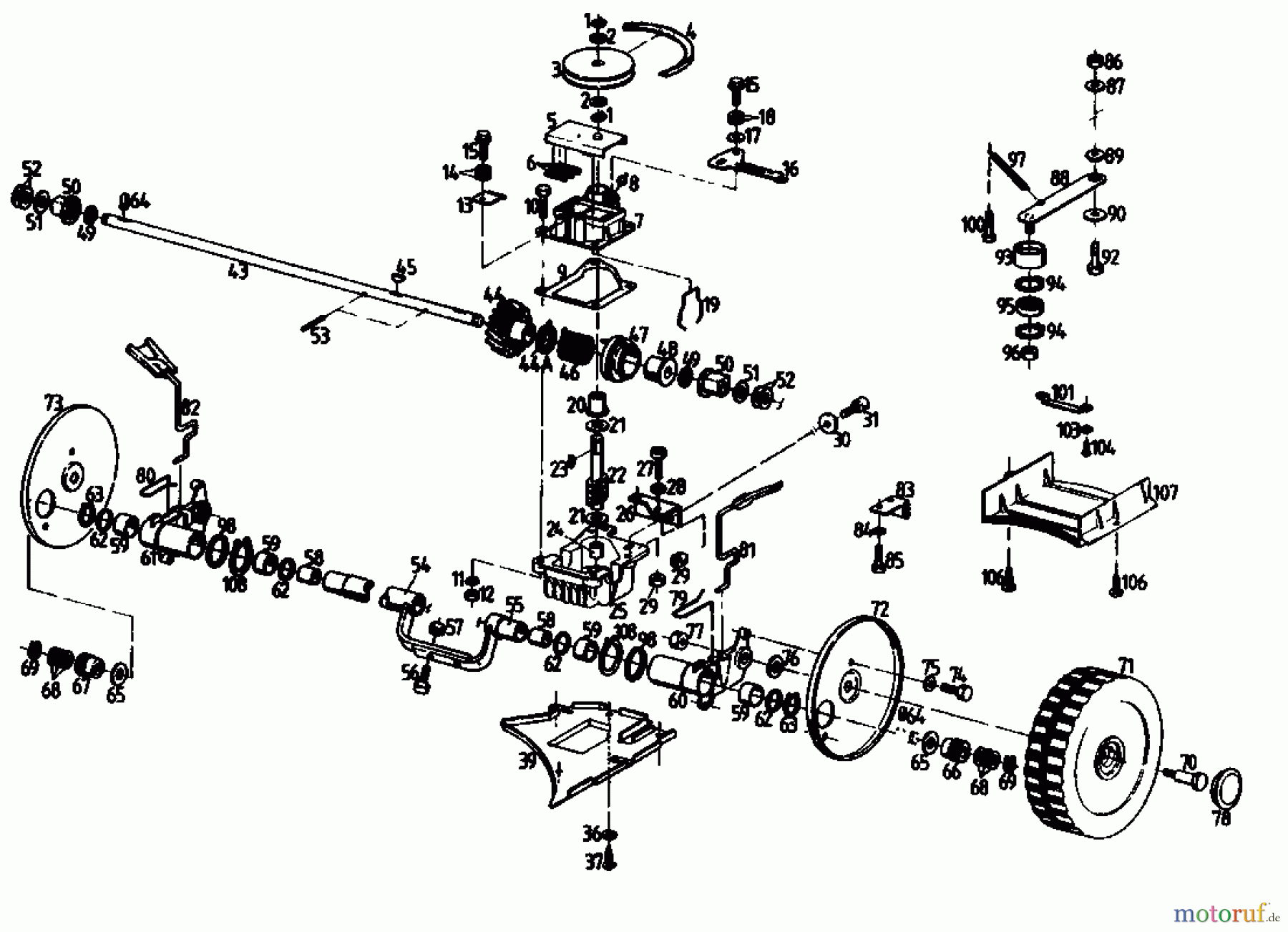  Golf Motormäher mit Antrieb 345 HR 4  K 02847.07  (1989) Getriebe