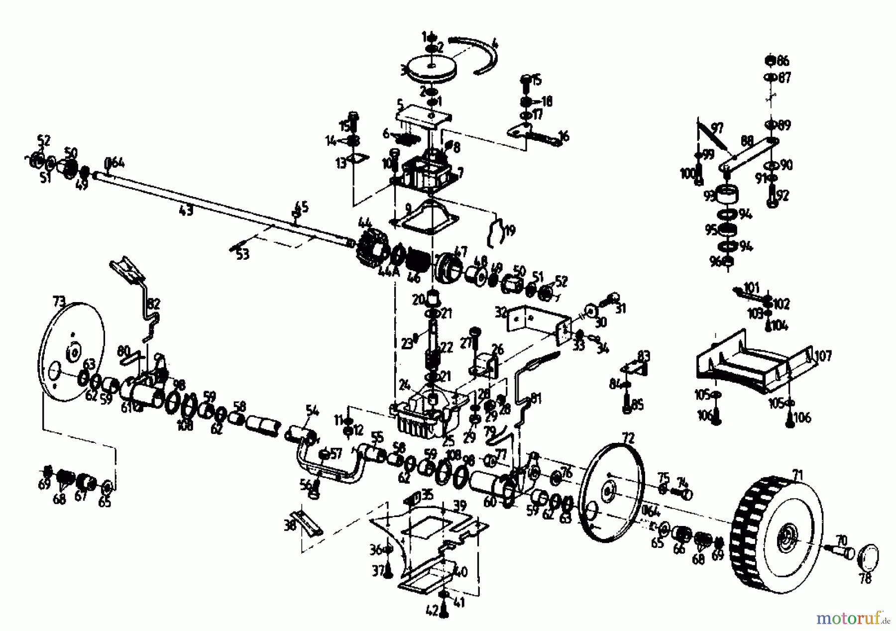  Gutbrod Motormäher mit Antrieb HB 47 REL 02847.03  (1989) Getriebe