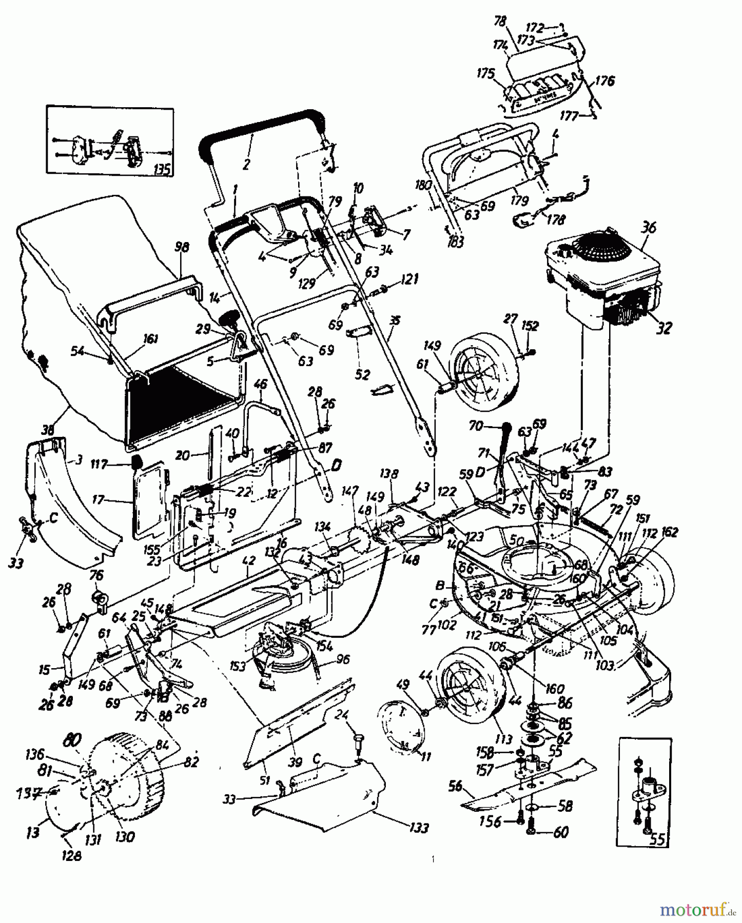 MTD Motormäher mit Antrieb VARIANT 53 SE 120-836E (1990) Grundgerät