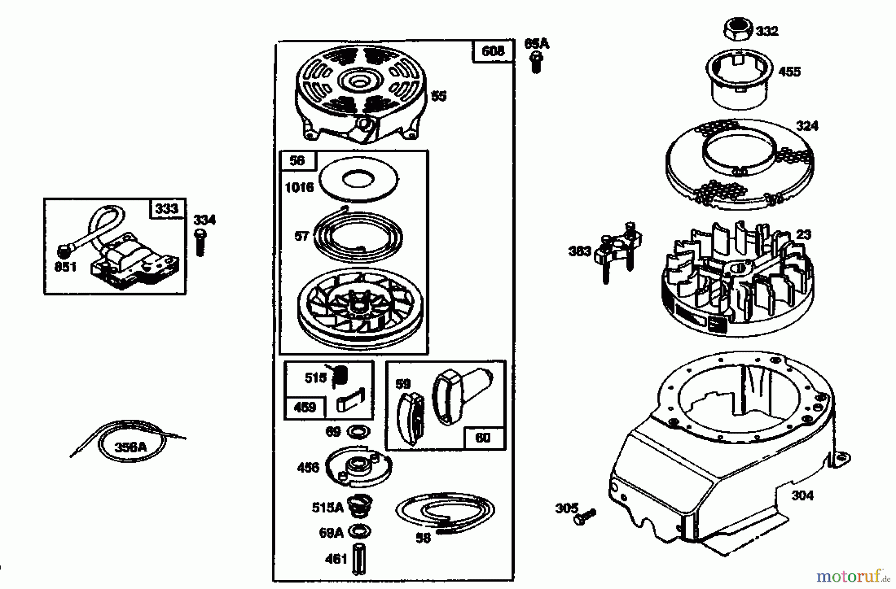  Gutbrod Balkenmäher BM 710 07515.03  (1991) Gebläsegehäuse, Starter, Zündspule