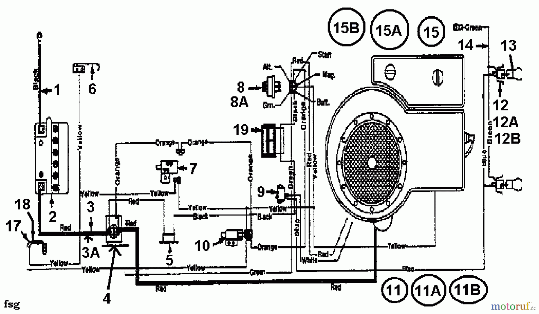  Bauhaus Rasentraktoren Gardol Topcut 12/91 133I471E646  (1993) Schaltplan Einzylinder