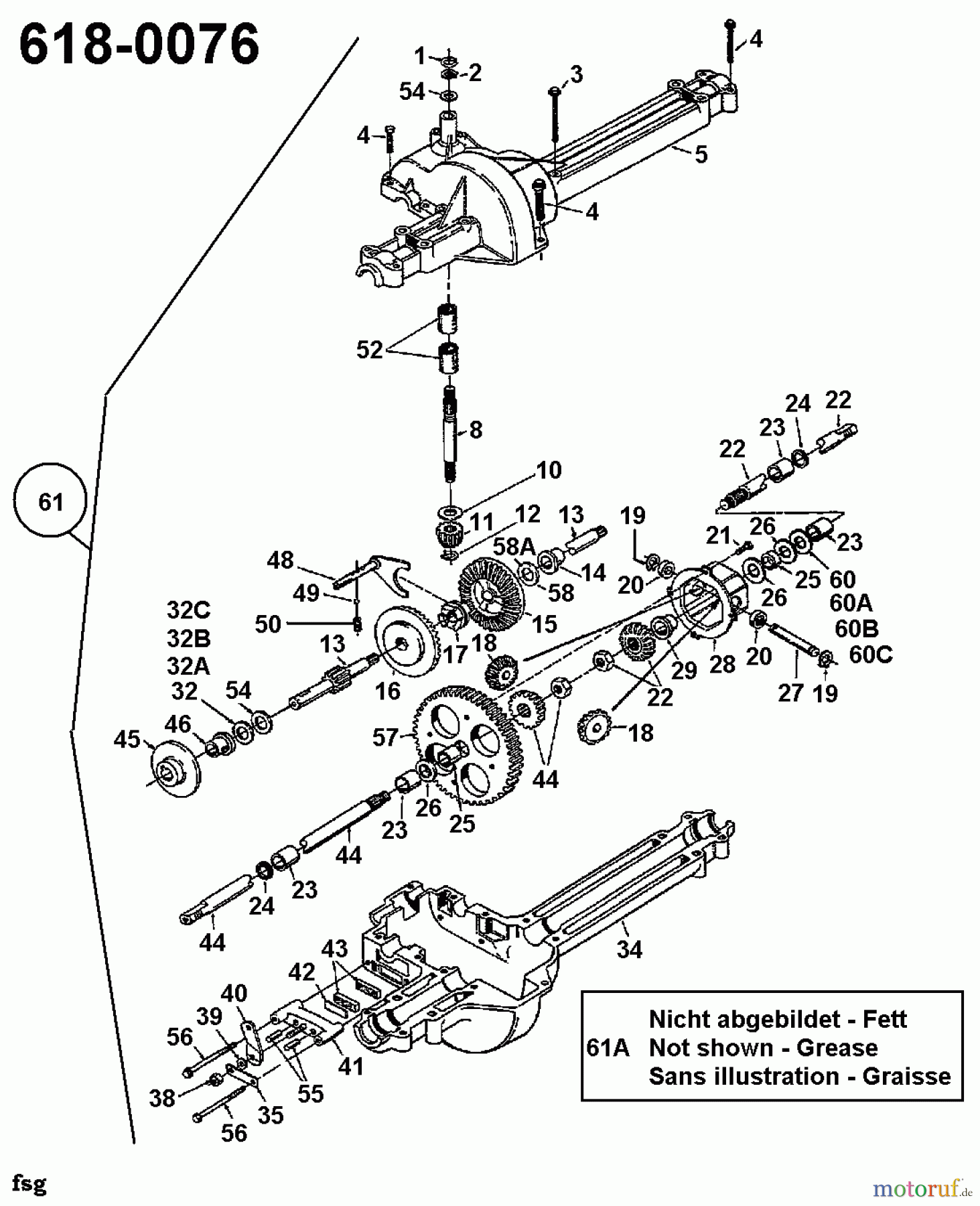  Raiffeisen Rasentraktoren RMS 12-91 135H451E628  (1995) Getriebe 618-0076