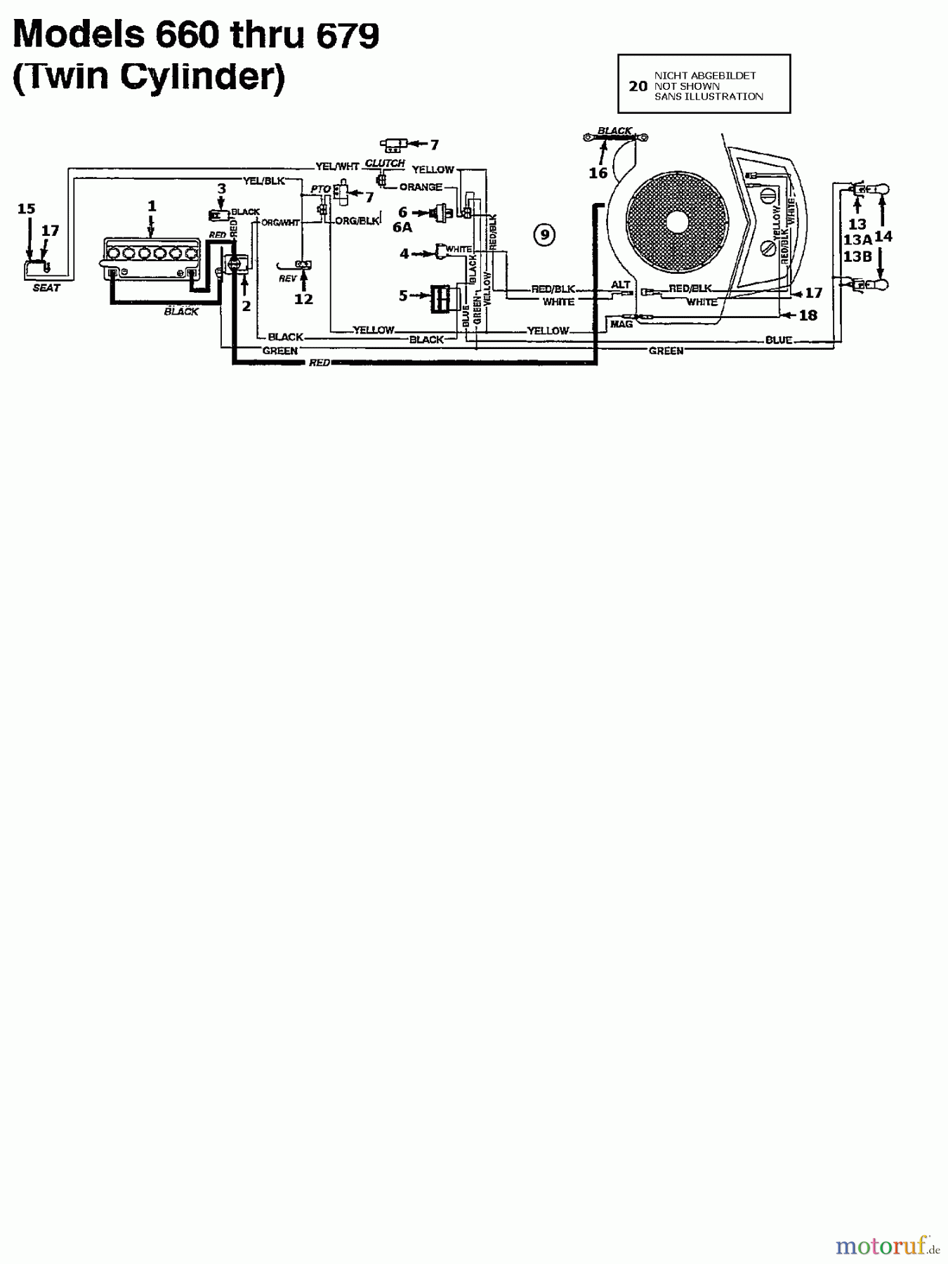  Columbia Rasentraktoren N 671 C 135N671C626  (1995) Schaltplan 2 Zylinder