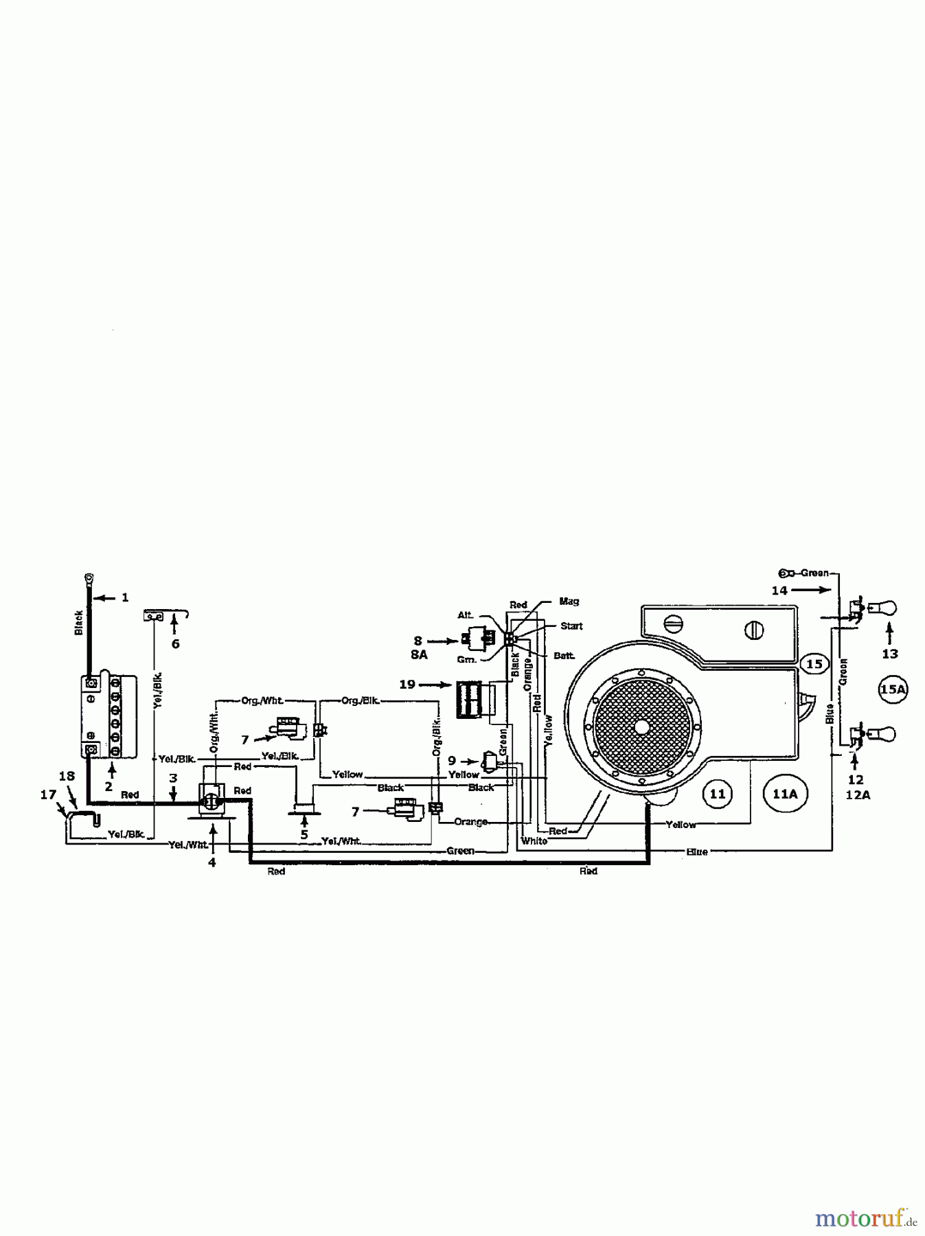  Raiffeisen Rasentraktoren RMS 13-96 135N473F643  (1995) Schaltplan Einzylinder