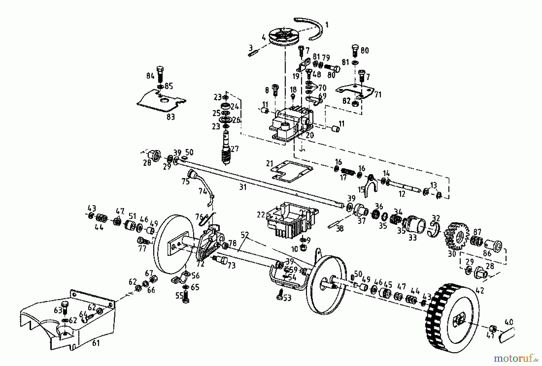  Gutbrod Motormäher mit Antrieb MH 454 RB 04024.02  (1996) Getriebe, Räder