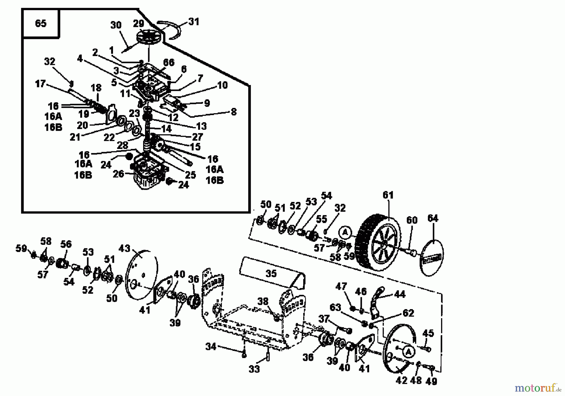  Gutbrod Motormäher mit Antrieb ECO BR 04033.03  (1996) Getriebe, Räder