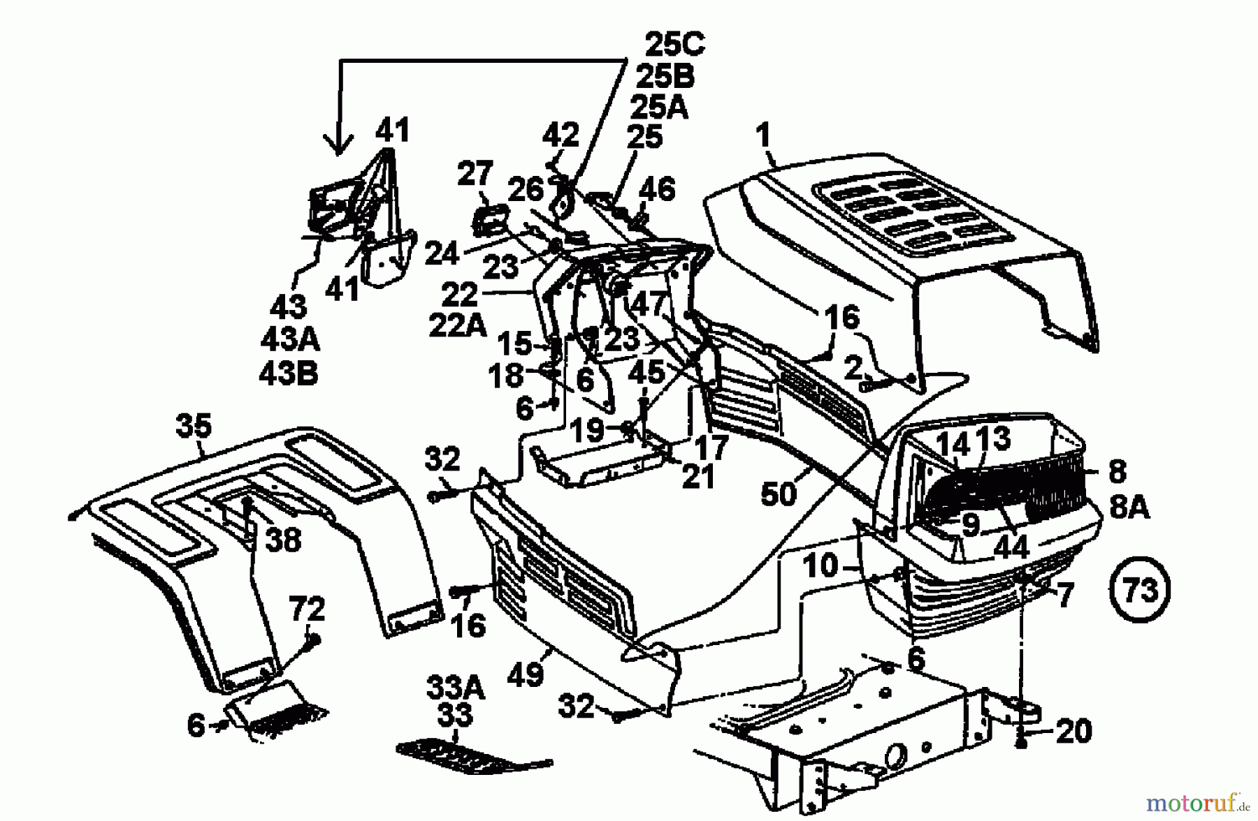  Gutbrod Rasentraktoren Sprint 900 04200.04  (1996) Armaturenbrett, Motorhaube, Sitzwanne