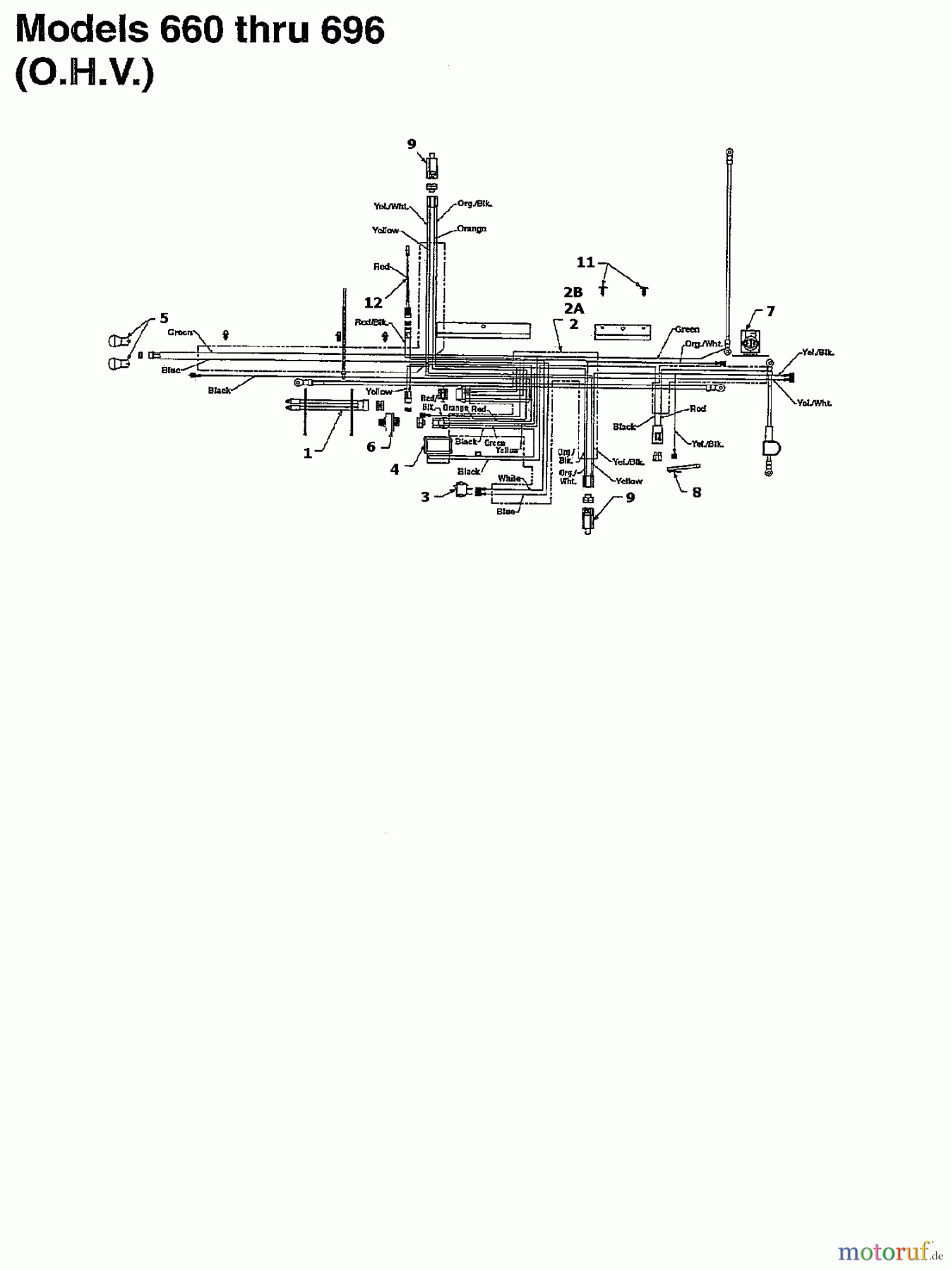  MTD Rasentraktoren H 130 136N695F678  (1996) Schaltplan für O.H.V.