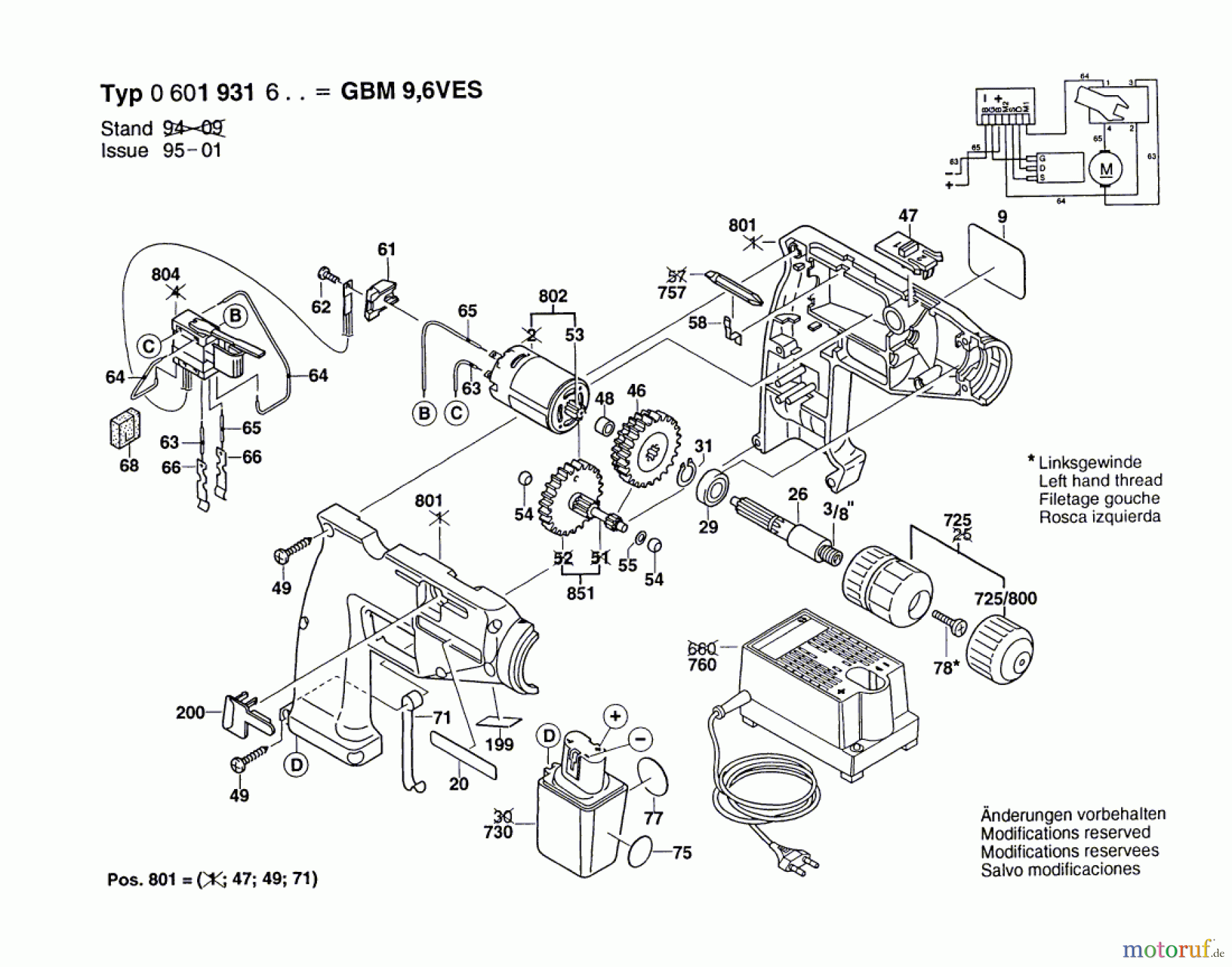  Bosch Akku Werkzeug Akku-Bohrmaschine GBM 9,6 VES Seite 1