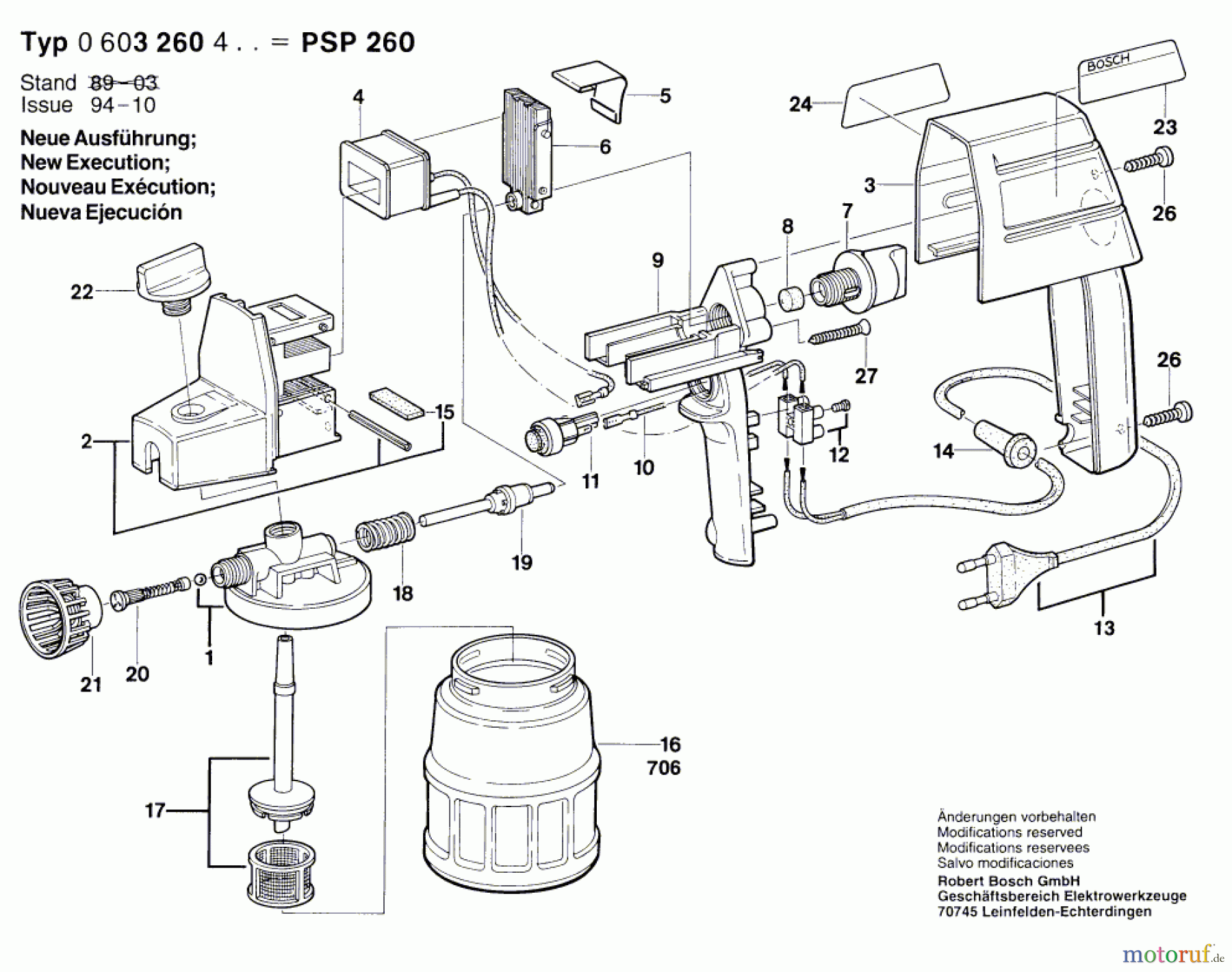 Bosch Wassertechnik Spritzpistole PSP 260 Seite 1